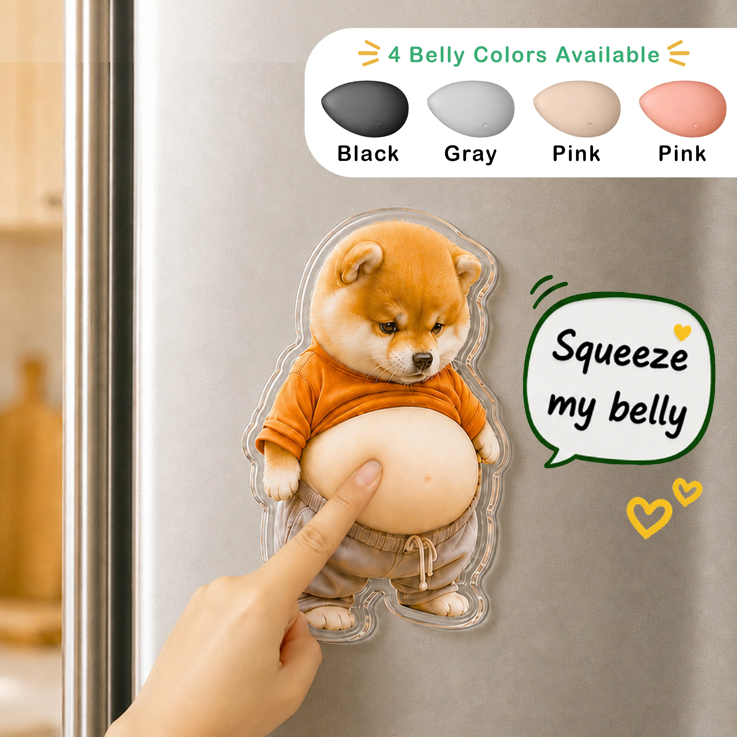 Custom Photo Dog & Cat Belly Mochi Squishy Fridge Magnet, Cute Squeeze Toys CH07 911904 - Image 3