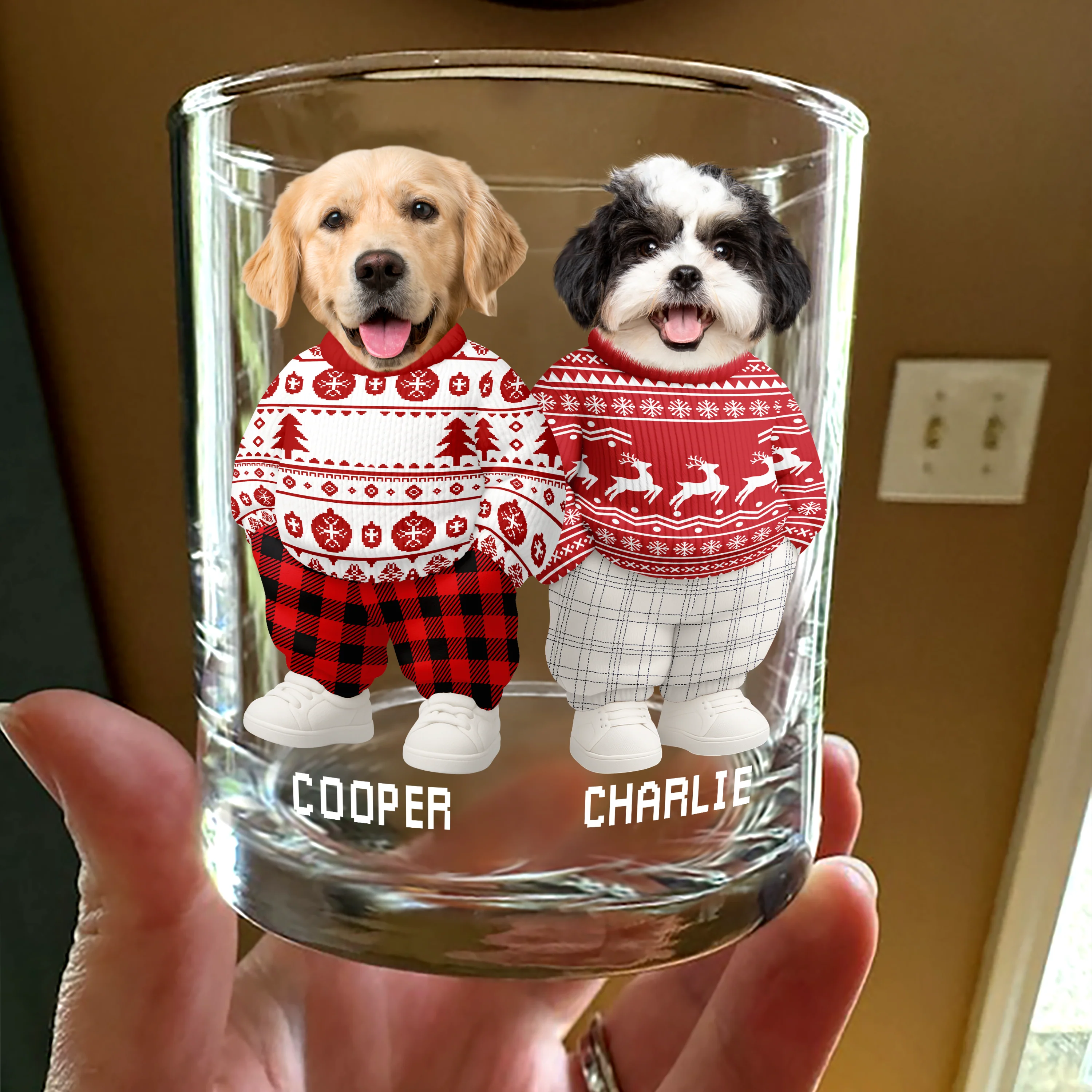 Custom Photo Dog Cat Xmas Clothes Christmas Whiskey Glass CH07 899350 - Image 3