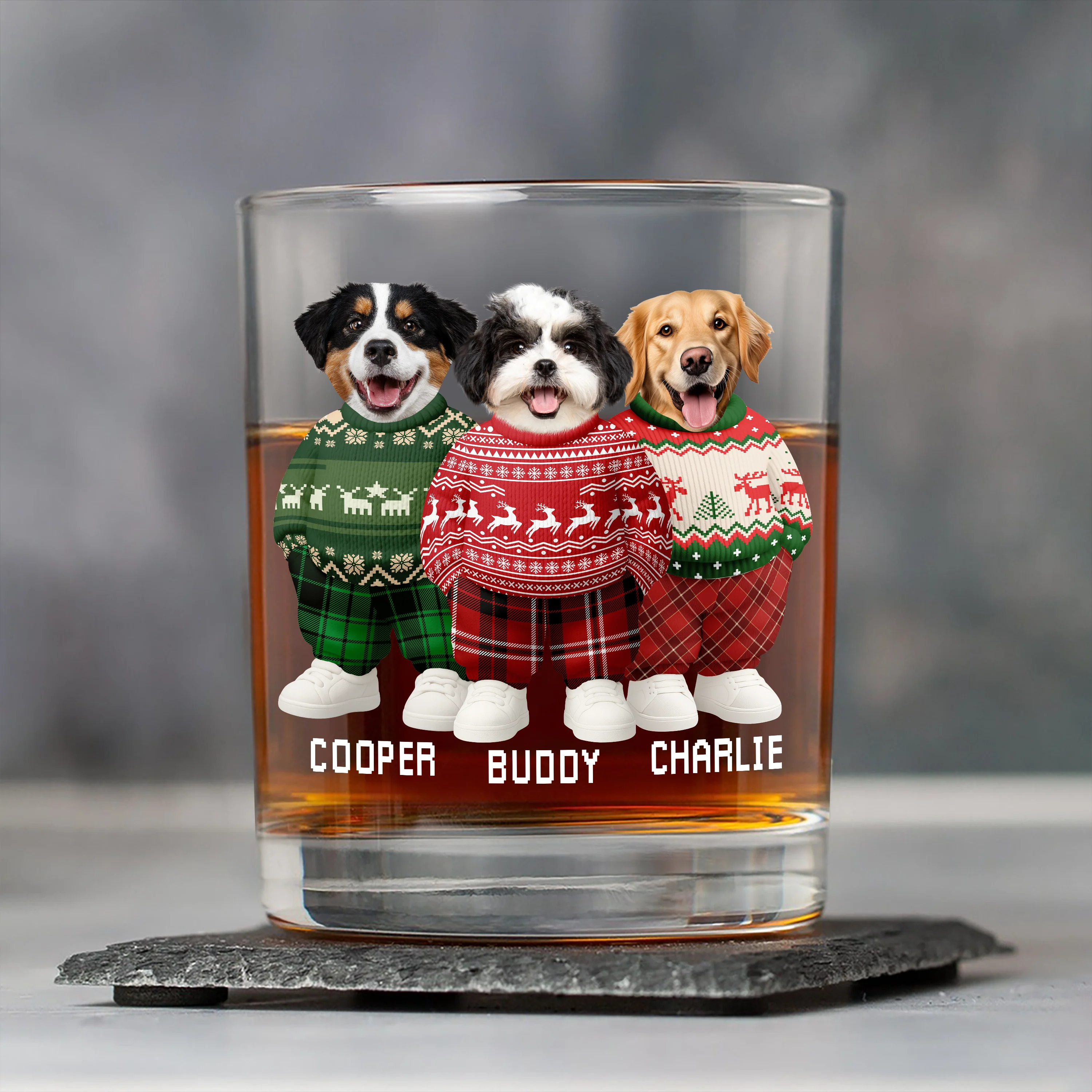 Custom Photo Dog Cat Xmas Clothes Christmas Whiskey Glass CH07 899350 - Image 4
