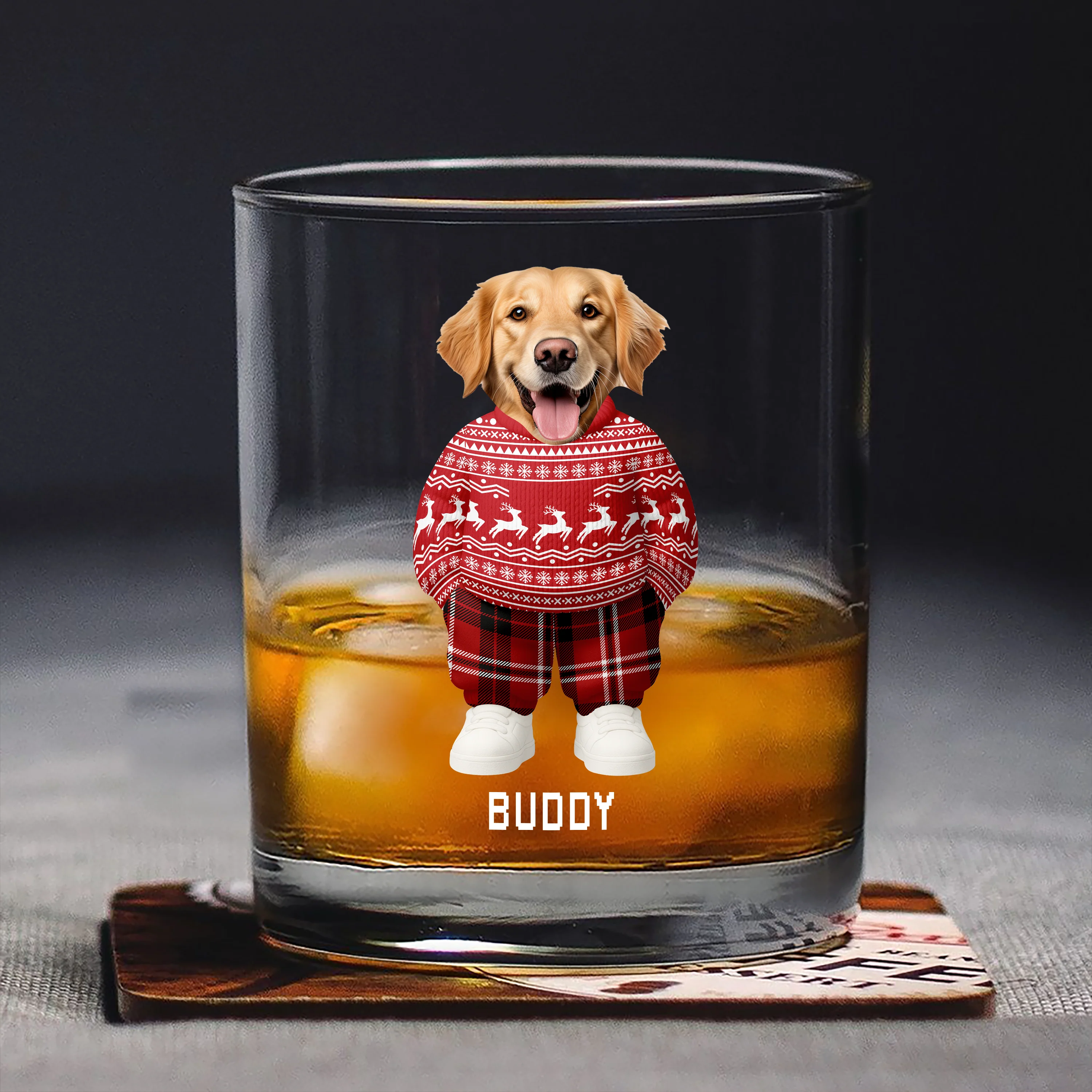 Custom Photo Dog Cat Xmas Clothes Christmas Whiskey Glass CH07 899350 - Image 5