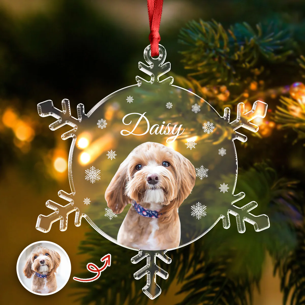 Custom Photo Dog Glass Ornament Christmas Gift For Dog Lovers CH07 899088 - Image 3