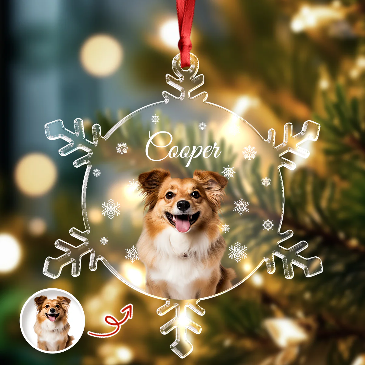 Custom Photo Dog Glass Ornament Christmas Gift For Dog Lovers CH07 899088 - Image 5