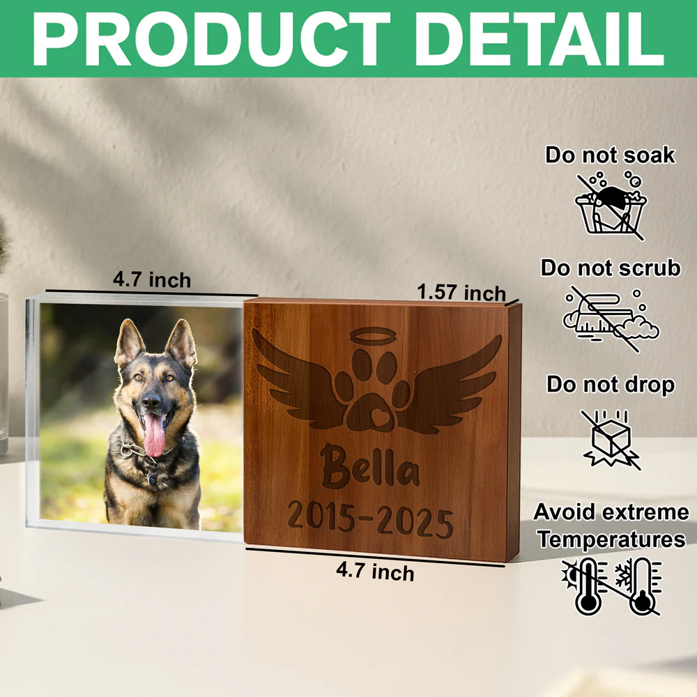 Custom Photo Dog Memorial Wooden & Acrylic Photo Block Set Gift For Dog Loss CH07 896232 - Image 7