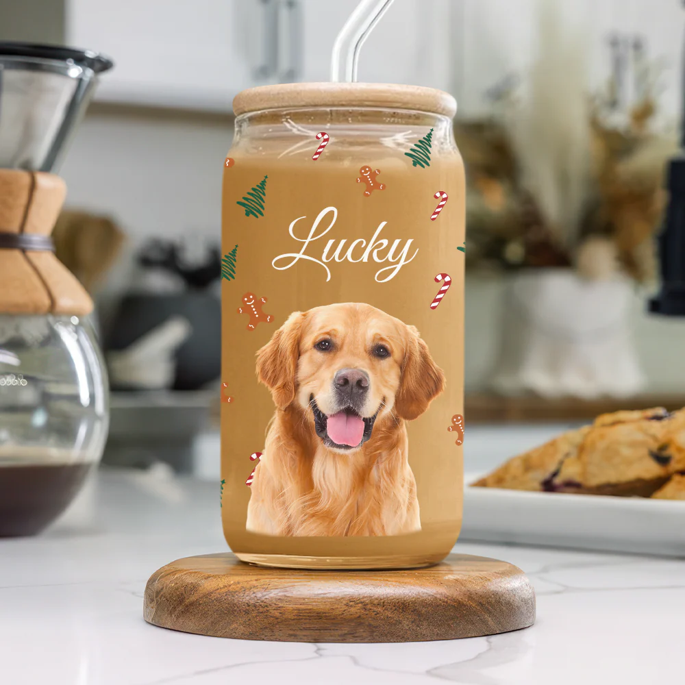 Custom Photo Dog With Snow Glass Can With Lid For Dog Lovers CH07 899106 - Image 6