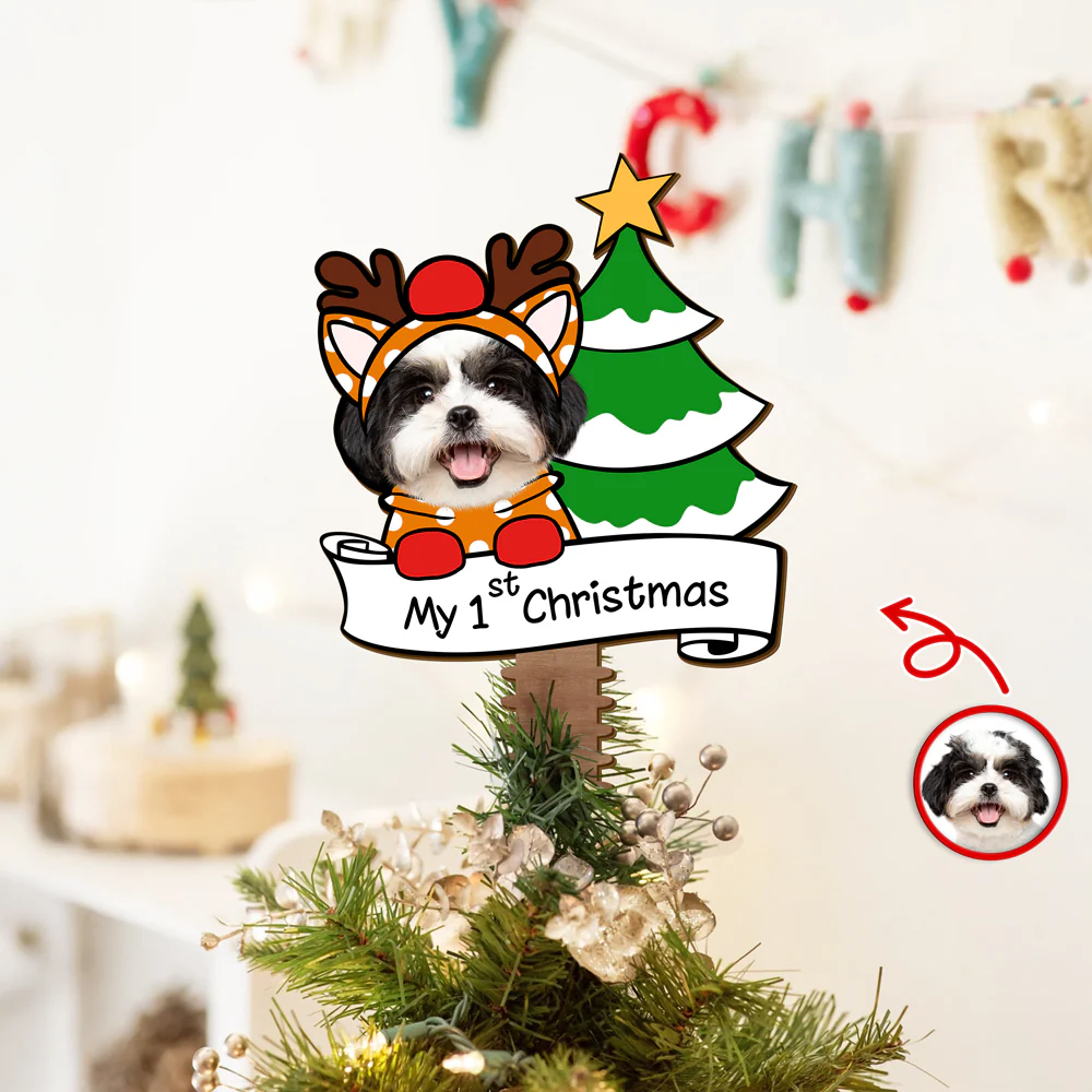 Custom Photo Dog's 1st Christmas Tree Topper Gift For Dog Lovers CH07 899206 - Image 5