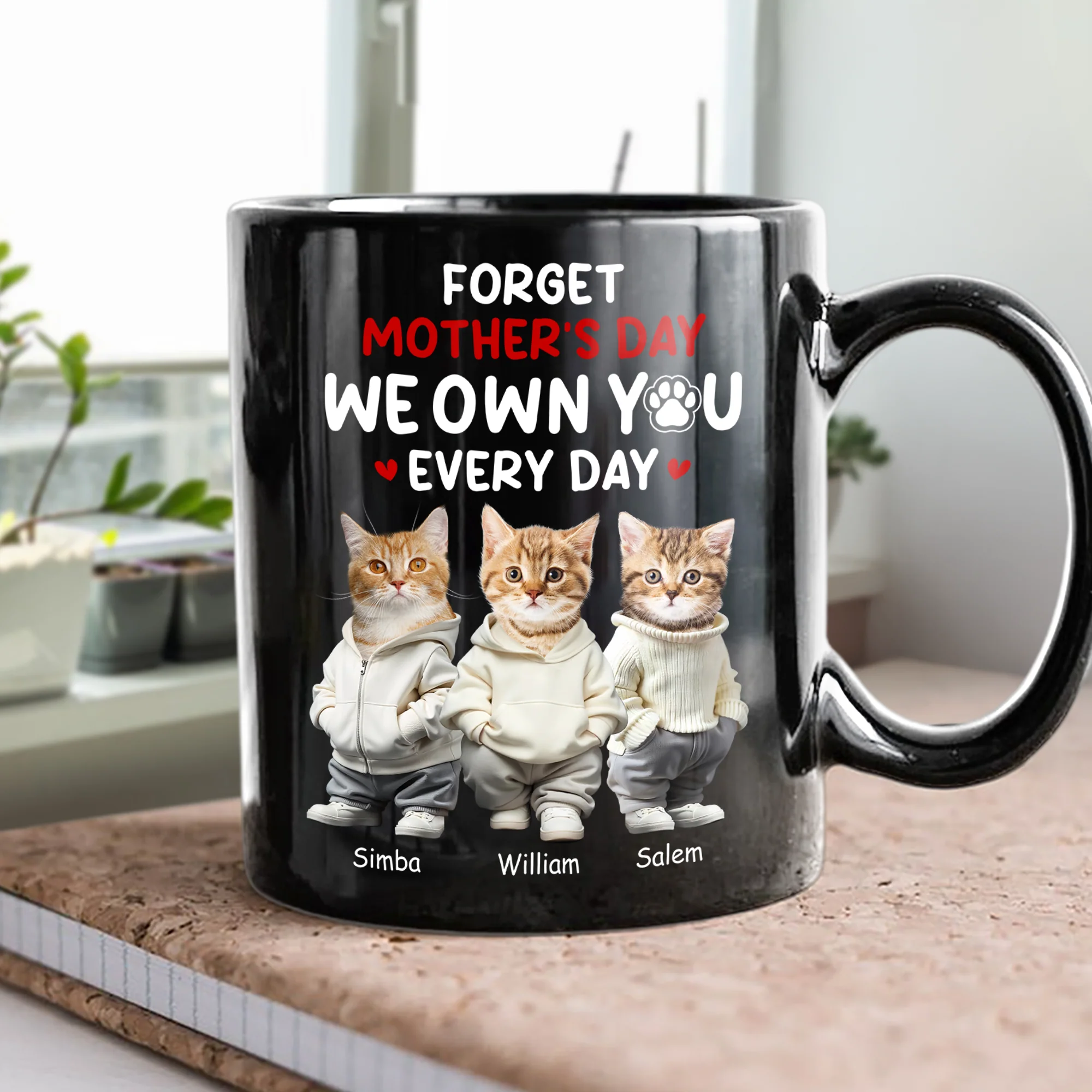 Custom Photo Forget Mother's Day We Own You Everyday Personalized Black Mug Funny Gift For Dog Lovers Cat Lovers CH07 895268 - Image 3