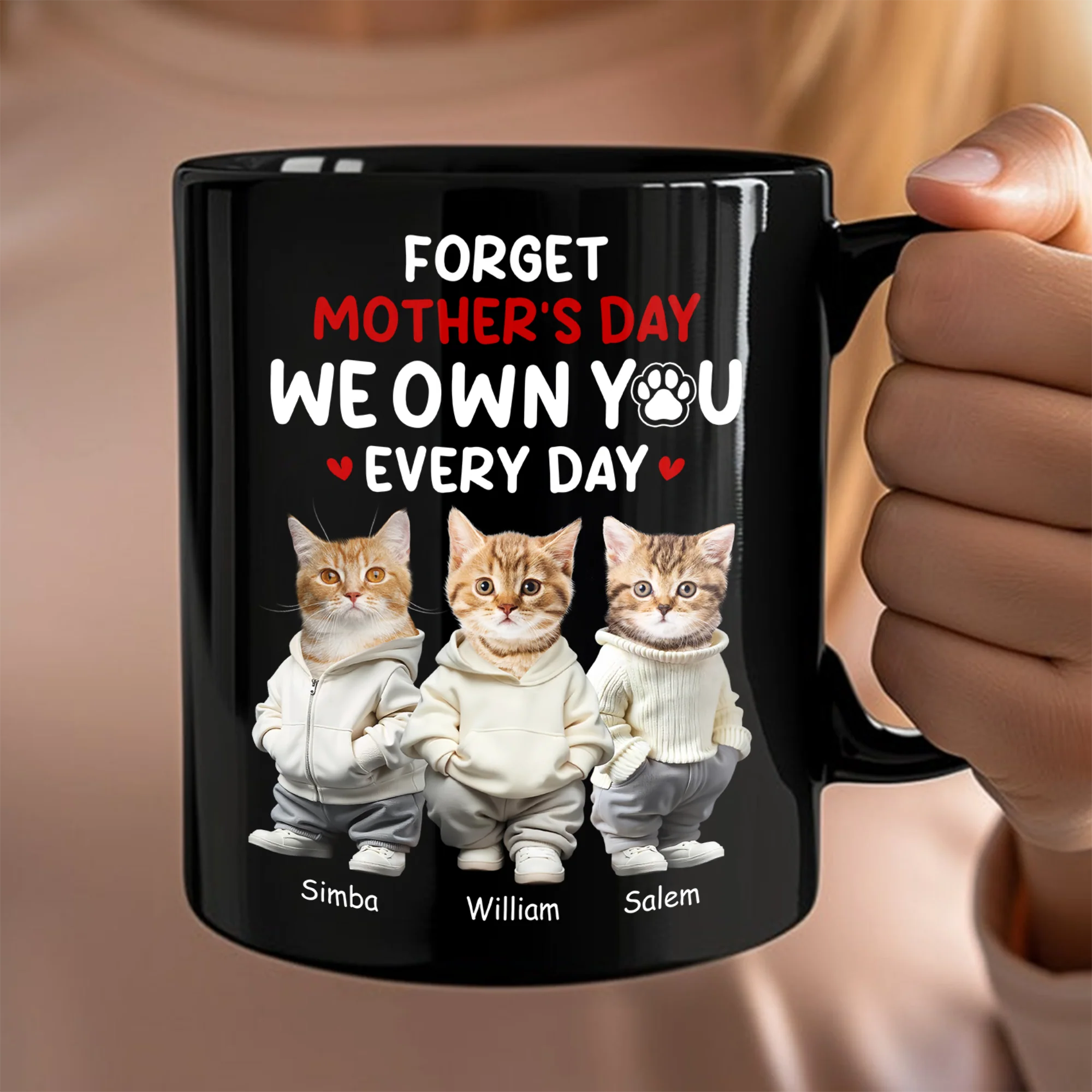 Custom Photo Forget Mother's Day We Own You Everyday Personalized Black Mug Funny Gift For Dog Lovers Cat Lovers CH07 895268 - Image 4