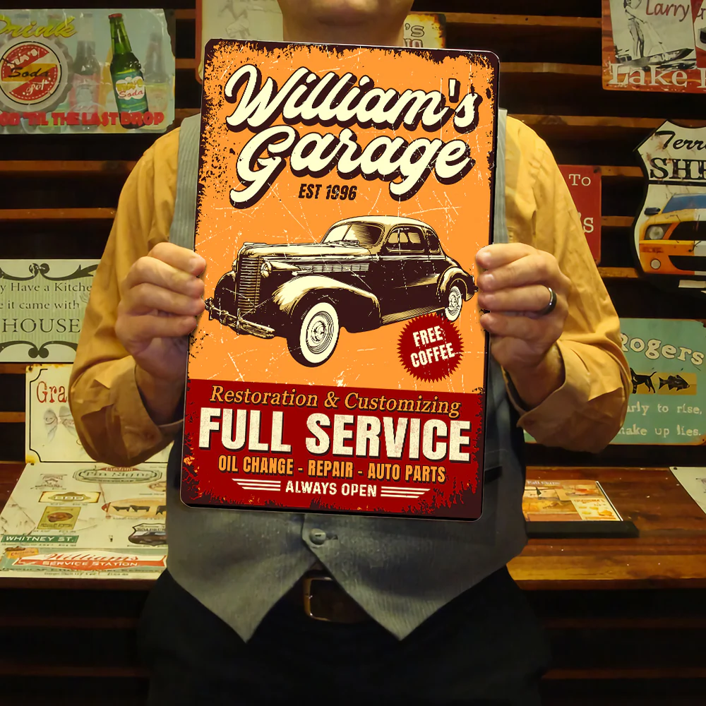 Custom Photo Garage Signs Personalized Full Service Car Metal Sign CH07 899124 - Image 2