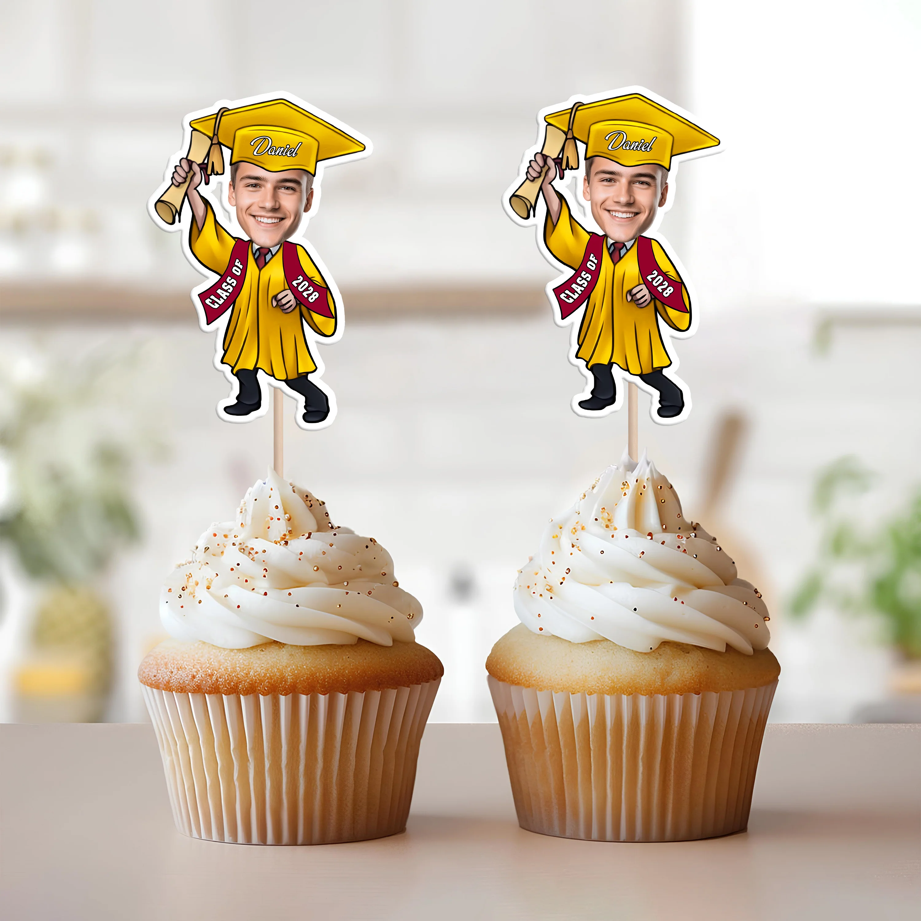 Custom Photo Graduate Personalized Cupcake Toppers Graduation Day Party Decor CH07 895328 - Image 4