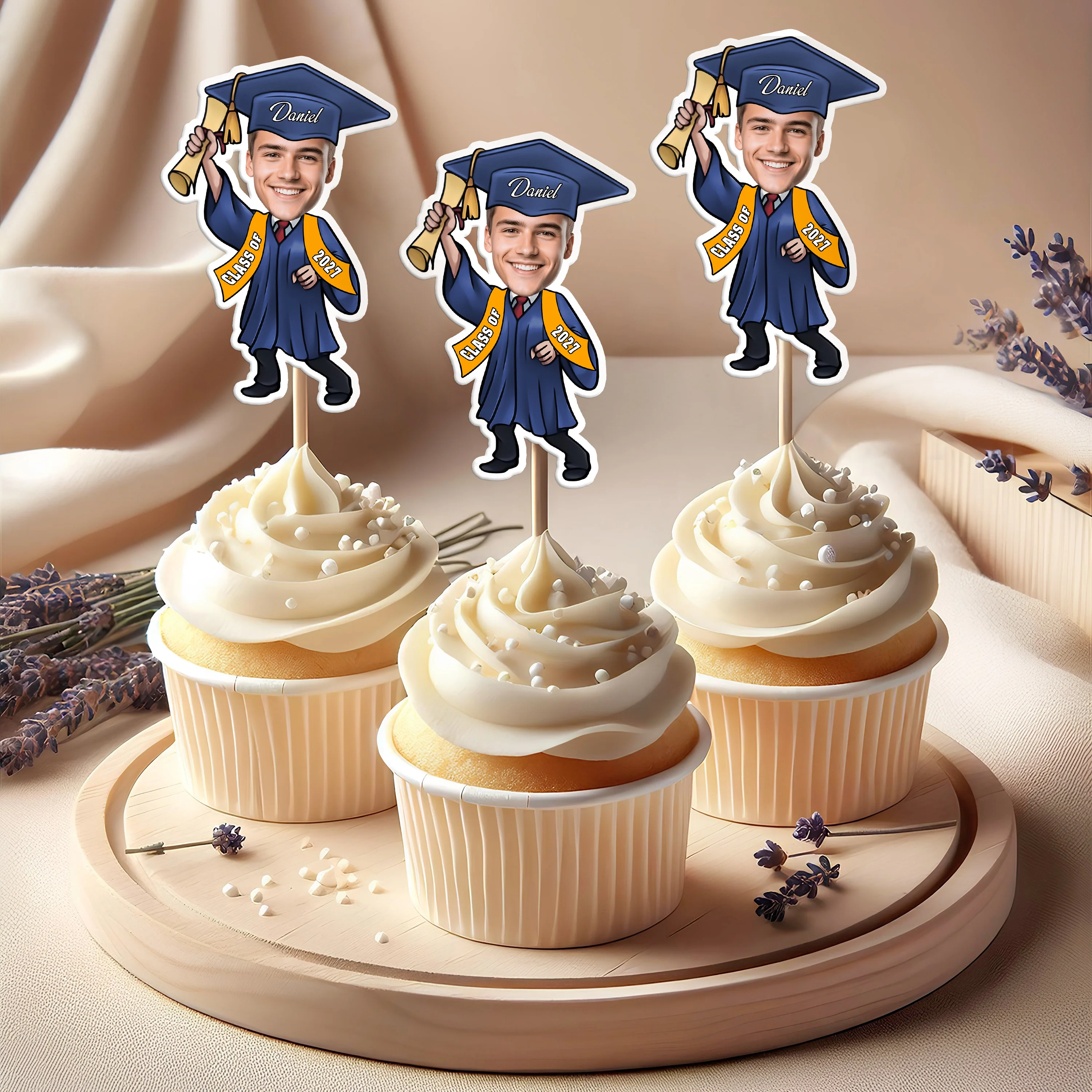 Custom Photo Graduate Personalized Cupcake Toppers Graduation Day Party Decor CH07 895328 - Image 5