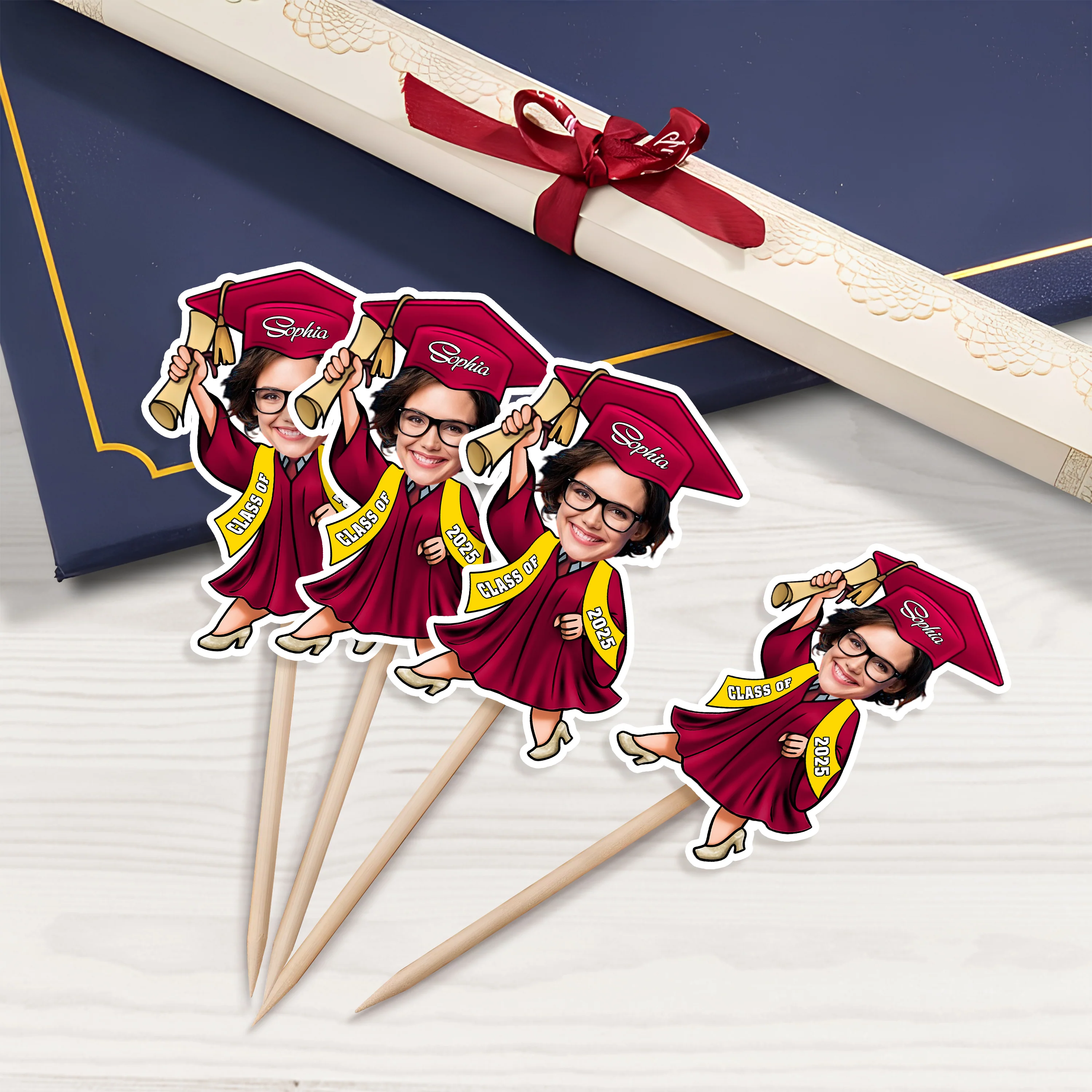 Custom Photo Graduate Personalized Cupcake Toppers Graduation Day Party Decor CH07 895328 - Image 7