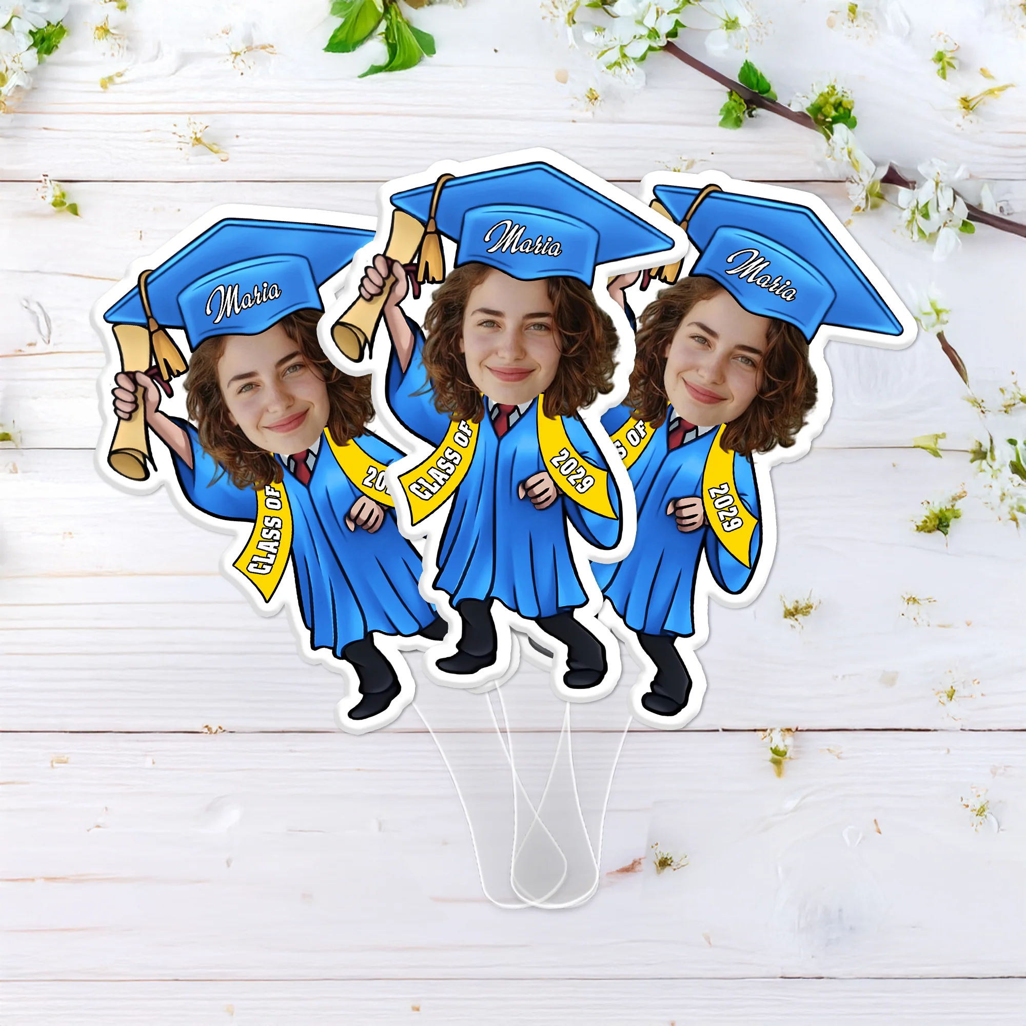 Custom Photo Graduate Personalized Face Fans Graduation Day Party Decor CH07 895330 - Image 2