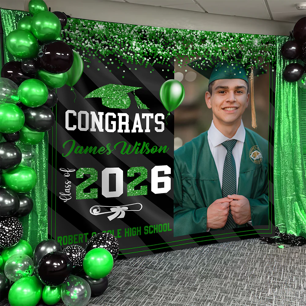 Custom Photo Graduation Backdrop Class of 2026 Party Decor CH07 910628 - Image 3