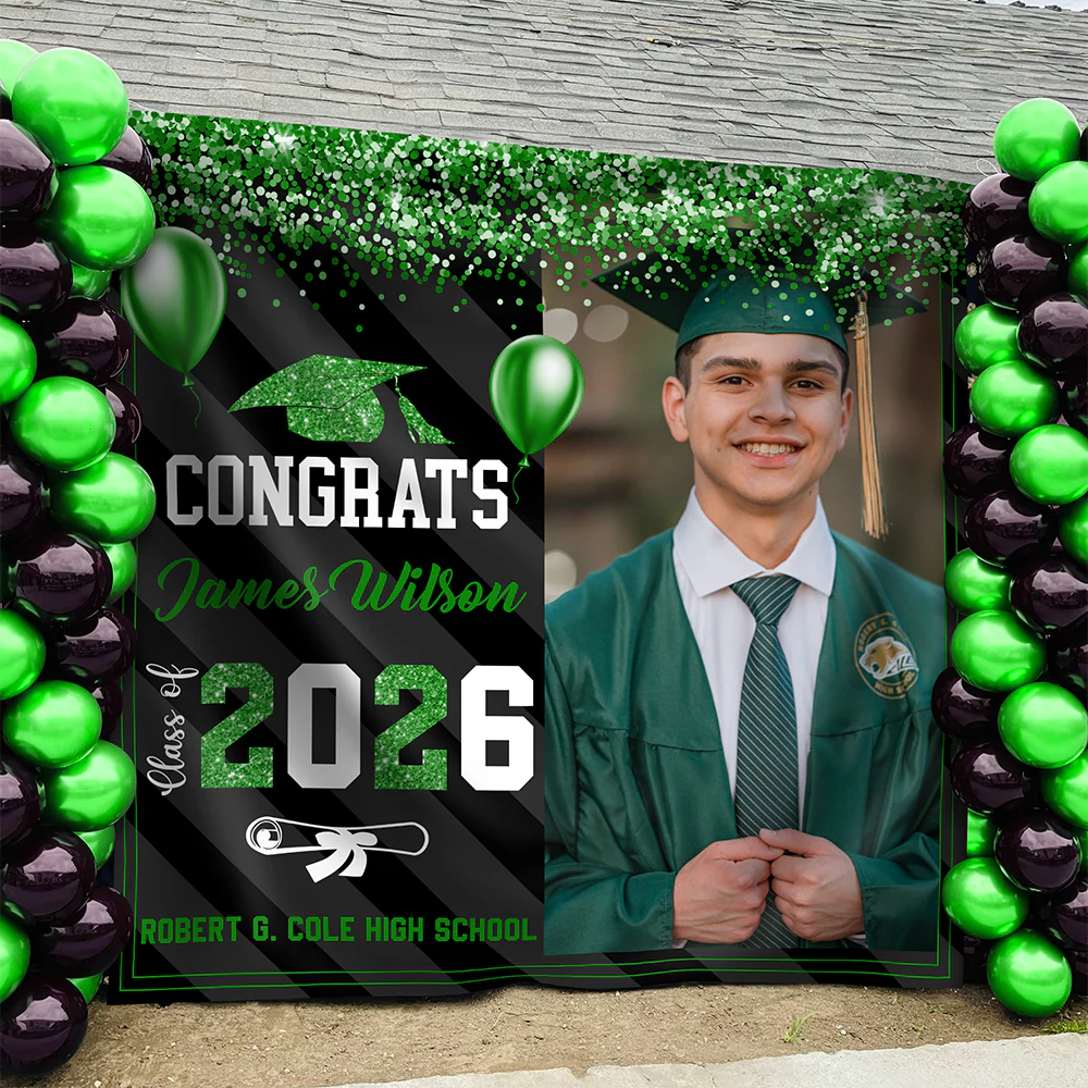 Custom Photo Graduation Backdrop Class of 2026 Party Decor CH07 910628 - Image 6