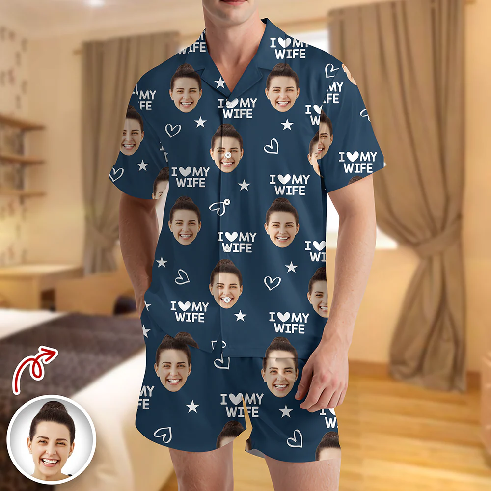 Custom Photo I Love My Wife/Husband Valentine's Gift Short Pajamas For Couple CH07 895422 - Image 3