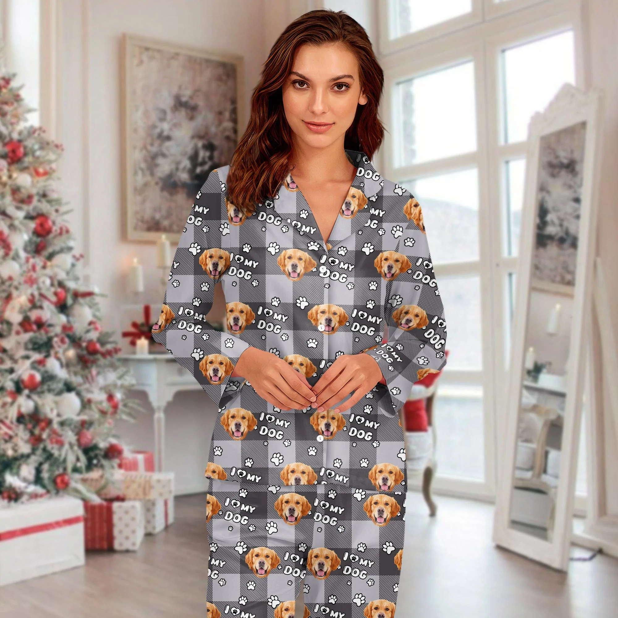 Custom Photo I Love My Dog, I Love My  Cat  Pajamas HA75 895092 - Image 4