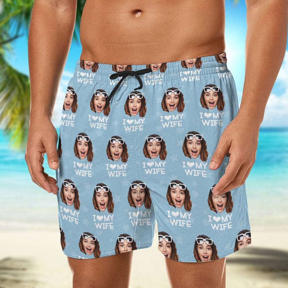 Custom Photo I Love My Girlfriend Men's Beach Short Valentines Gift HA75 895046 - Image 3