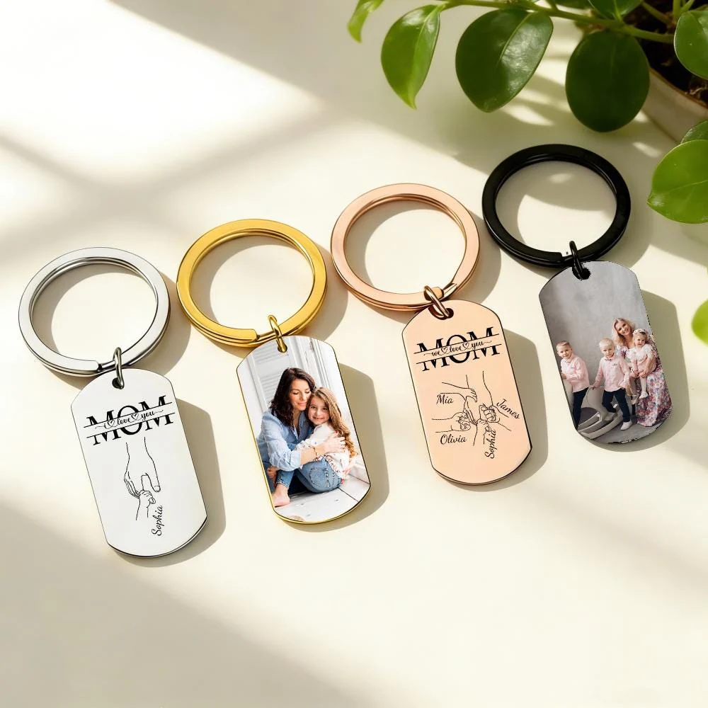 Custom Photo I Love You Mom Holding Hands Metal Keychain CH07 911180 - Image 3