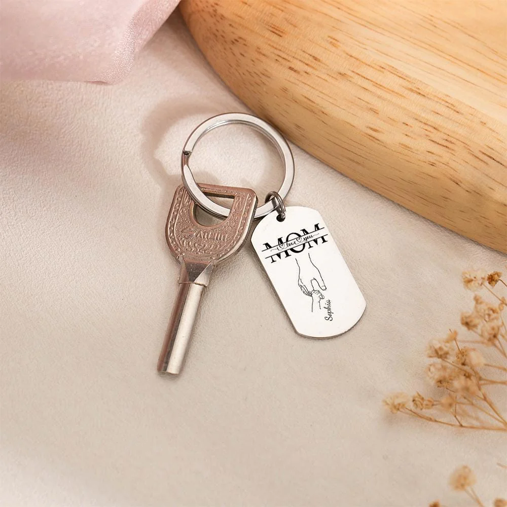 Custom Photo I Love You Mom Holding Hands Metal Keychain CH07 911180 - Image 4
