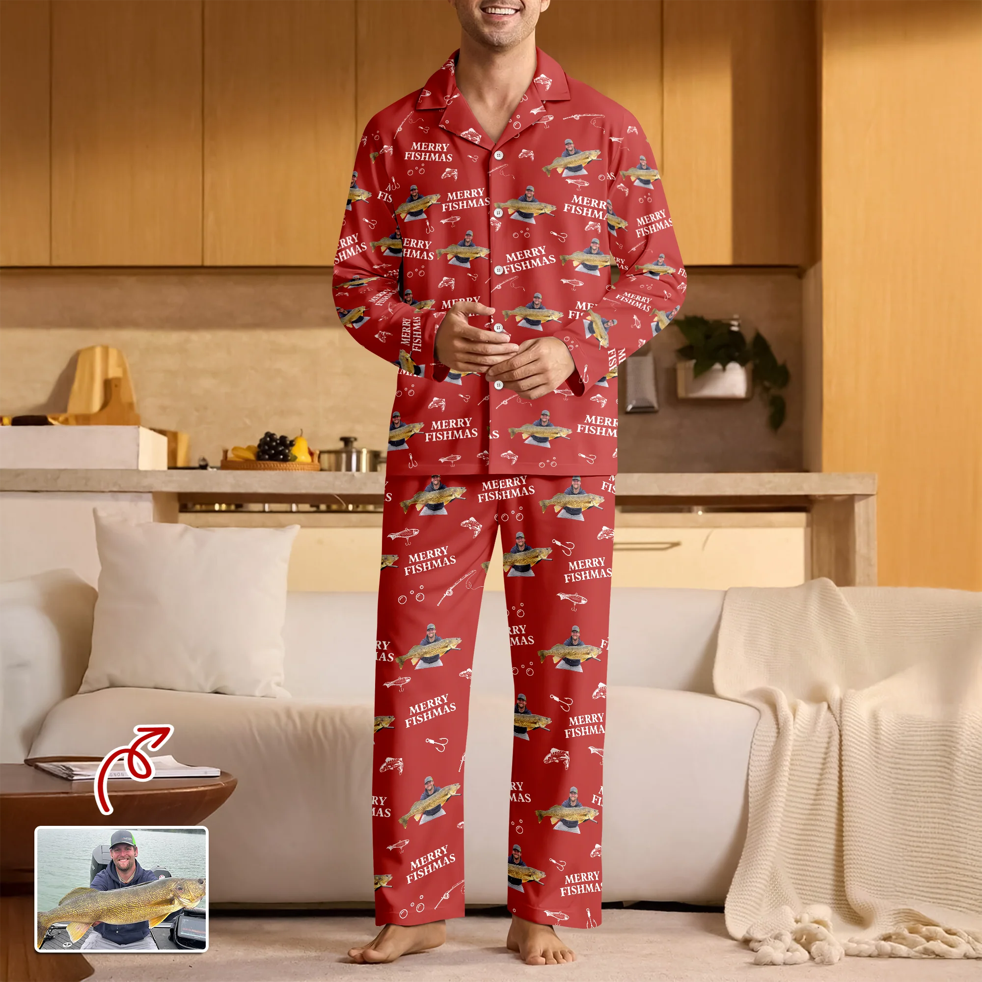 Custom Photo Merry Fishmas Pajamas Christmas Gift For Fishing Lovers, Fisherman HA75 898252 - Image 6