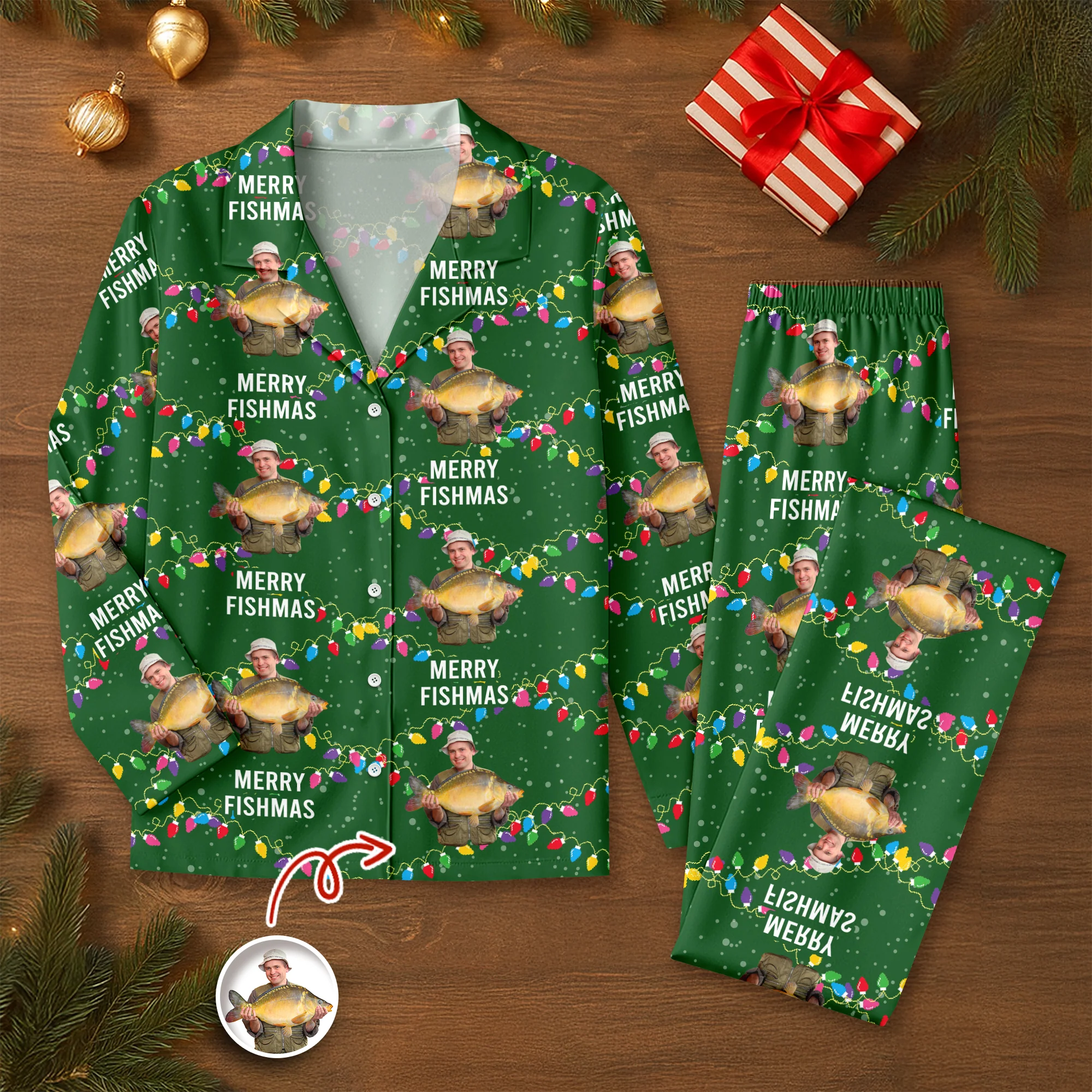 Custom Photo Merry Fishmas - Personalized Christmas Pajamas For Fishing Lovers CH07 899668 - Image 2