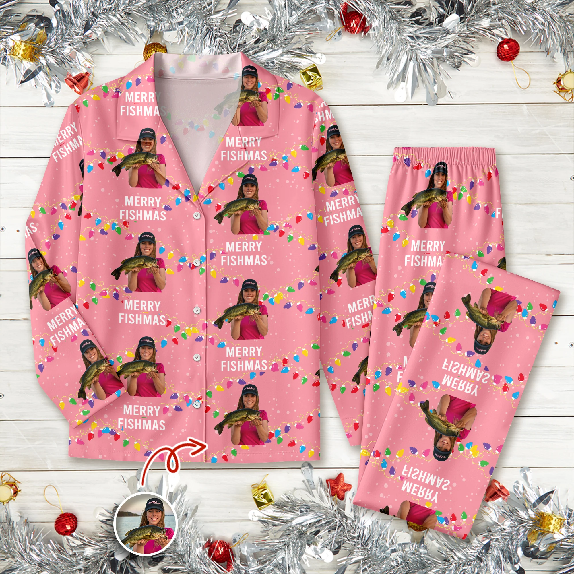Custom Photo Merry Fishmas - Personalized Christmas Pajamas For Fishing Lovers CH07 899668 - Image 3