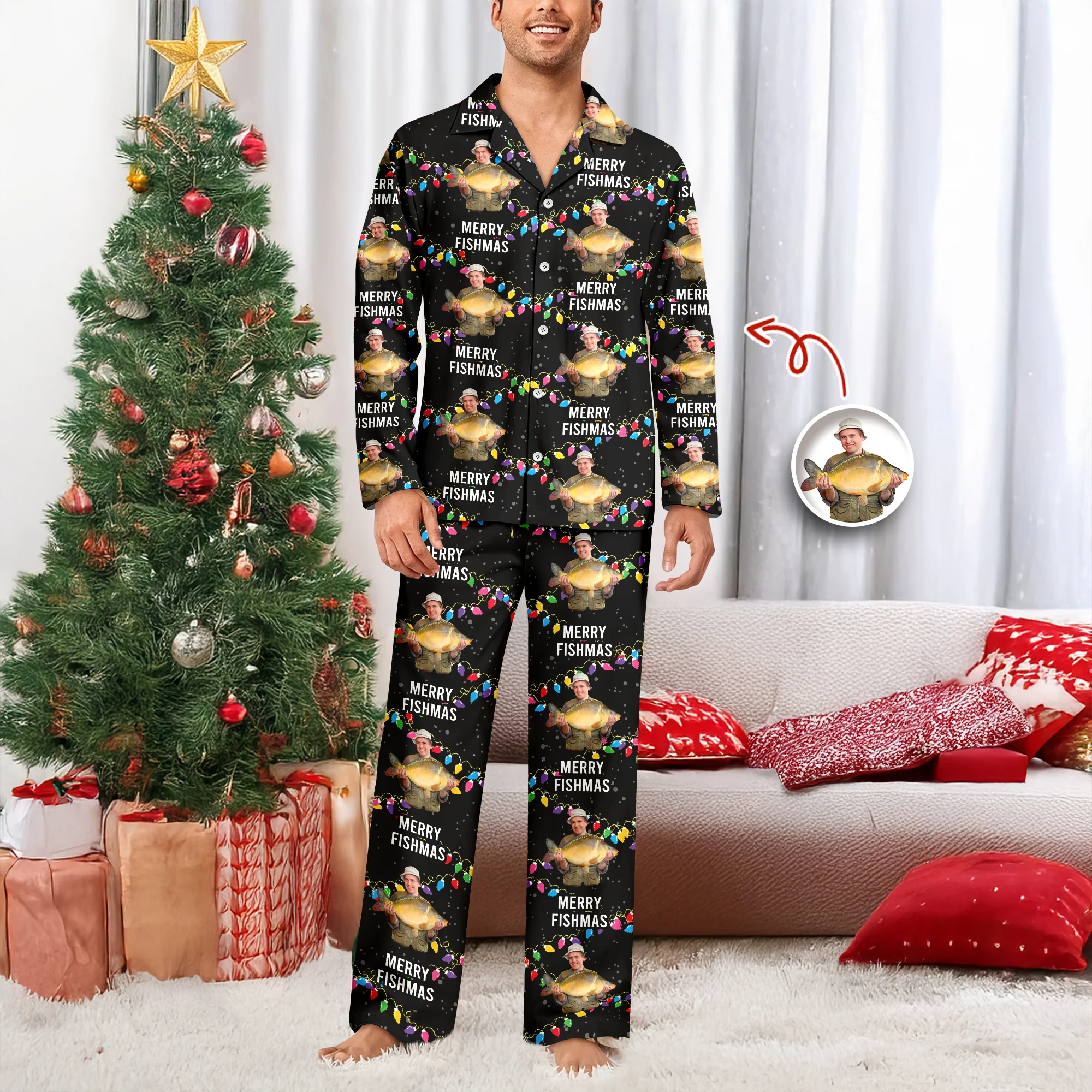 Custom Photo Merry Fishmas - Personalized Christmas Pajamas For Fishing Lovers CH07 899668 - Image 4