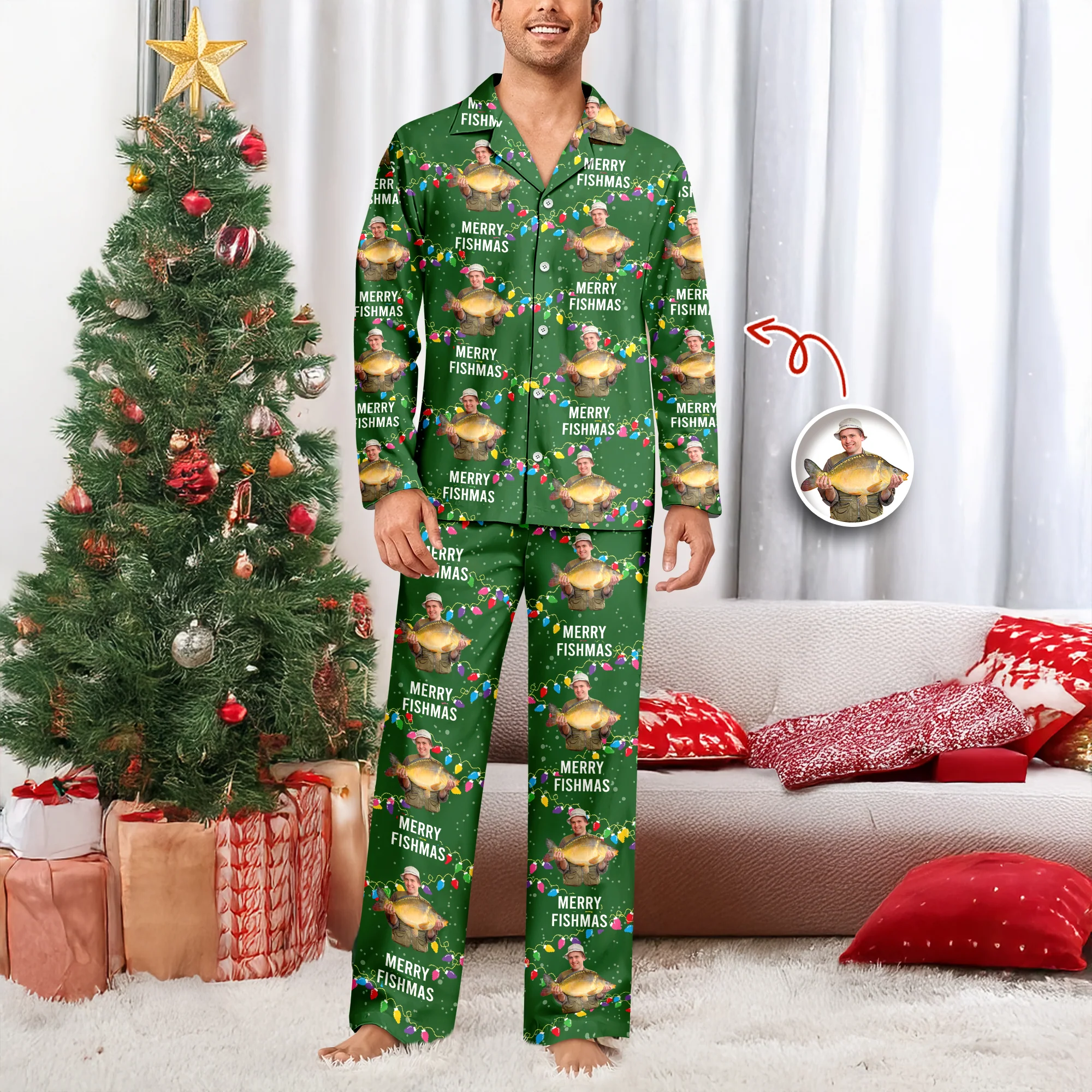 Custom Photo Merry Fishmas - Personalized Christmas Pajamas For Fishing Lovers CH07 899668 - Image 5