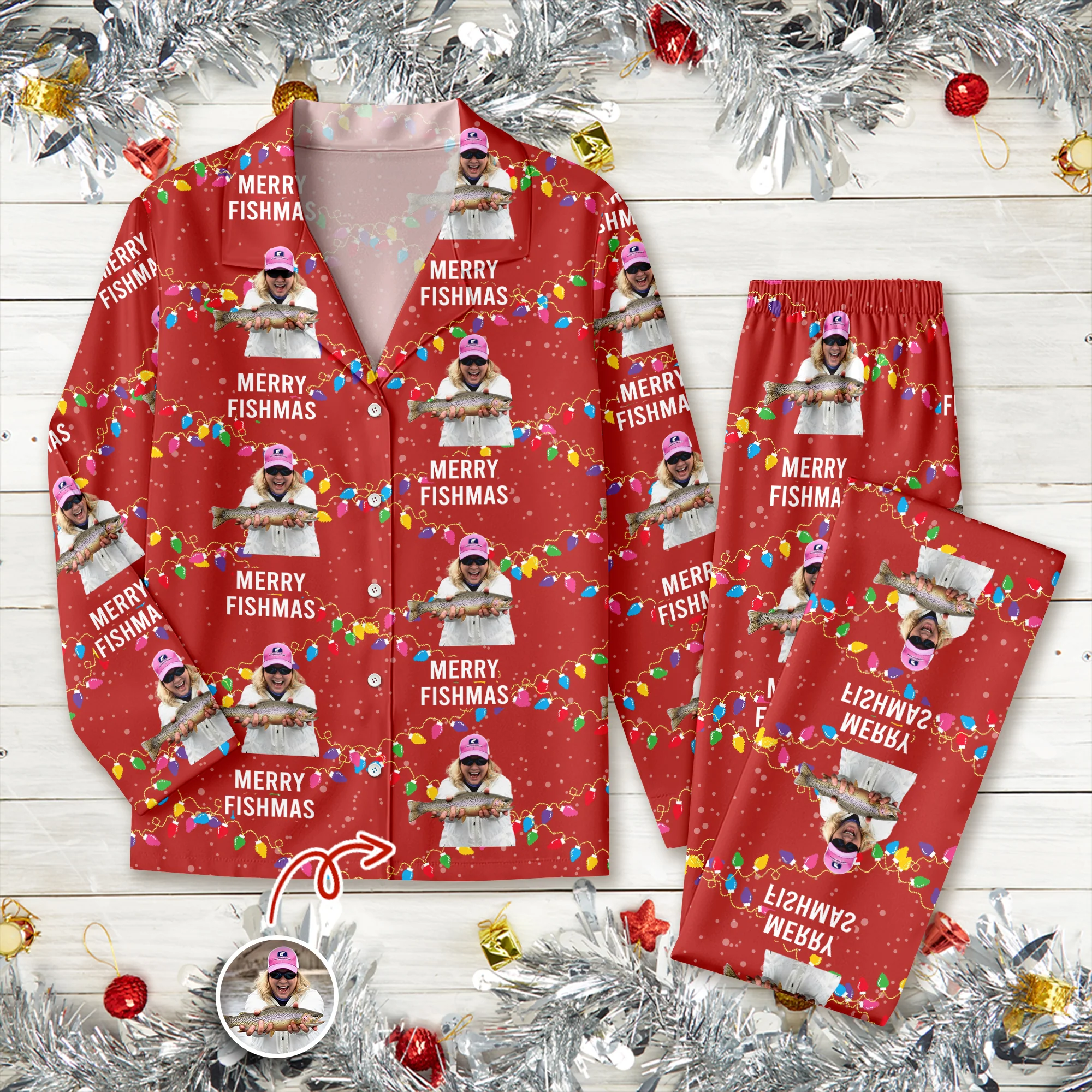 Custom Photo Merry Fishmas - Personalized Christmas Pajamas For Fishing Lovers CH07 899668 - Image 6