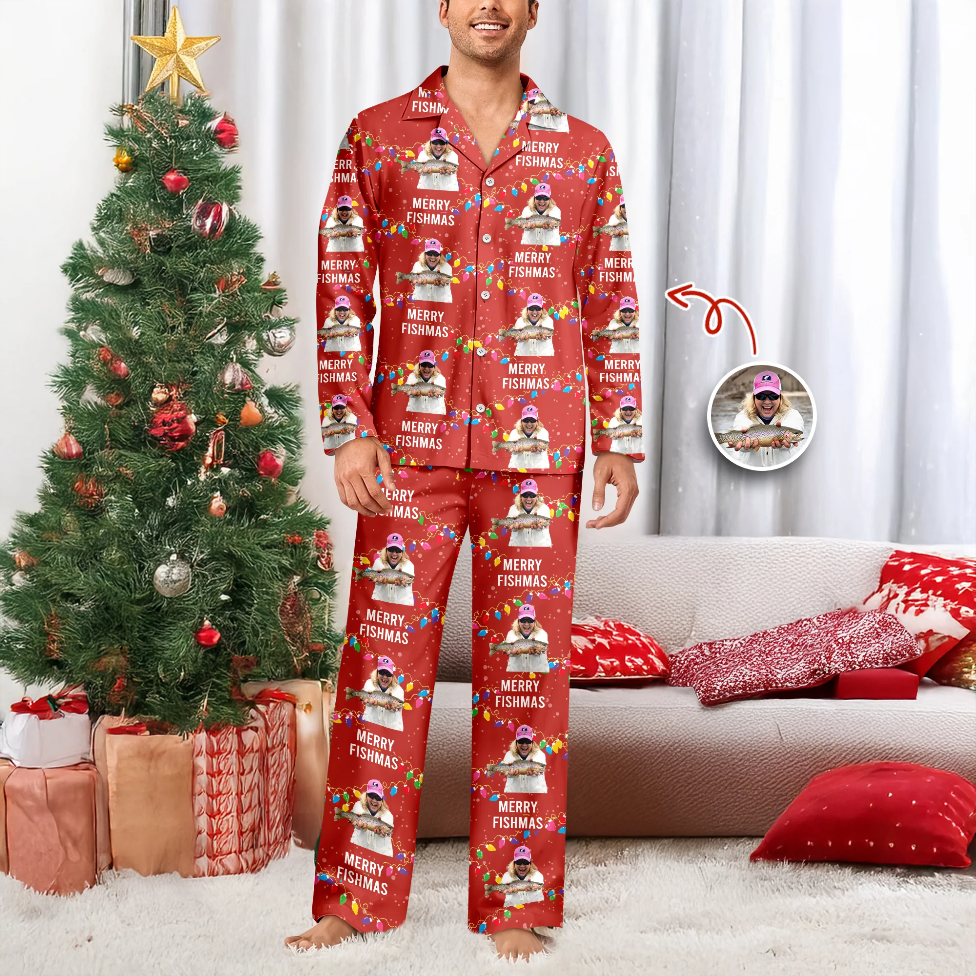 Custom Photo Merry Fishmas - Personalized Christmas Pajamas For Fishing Lovers CH07 899668 - Image 7