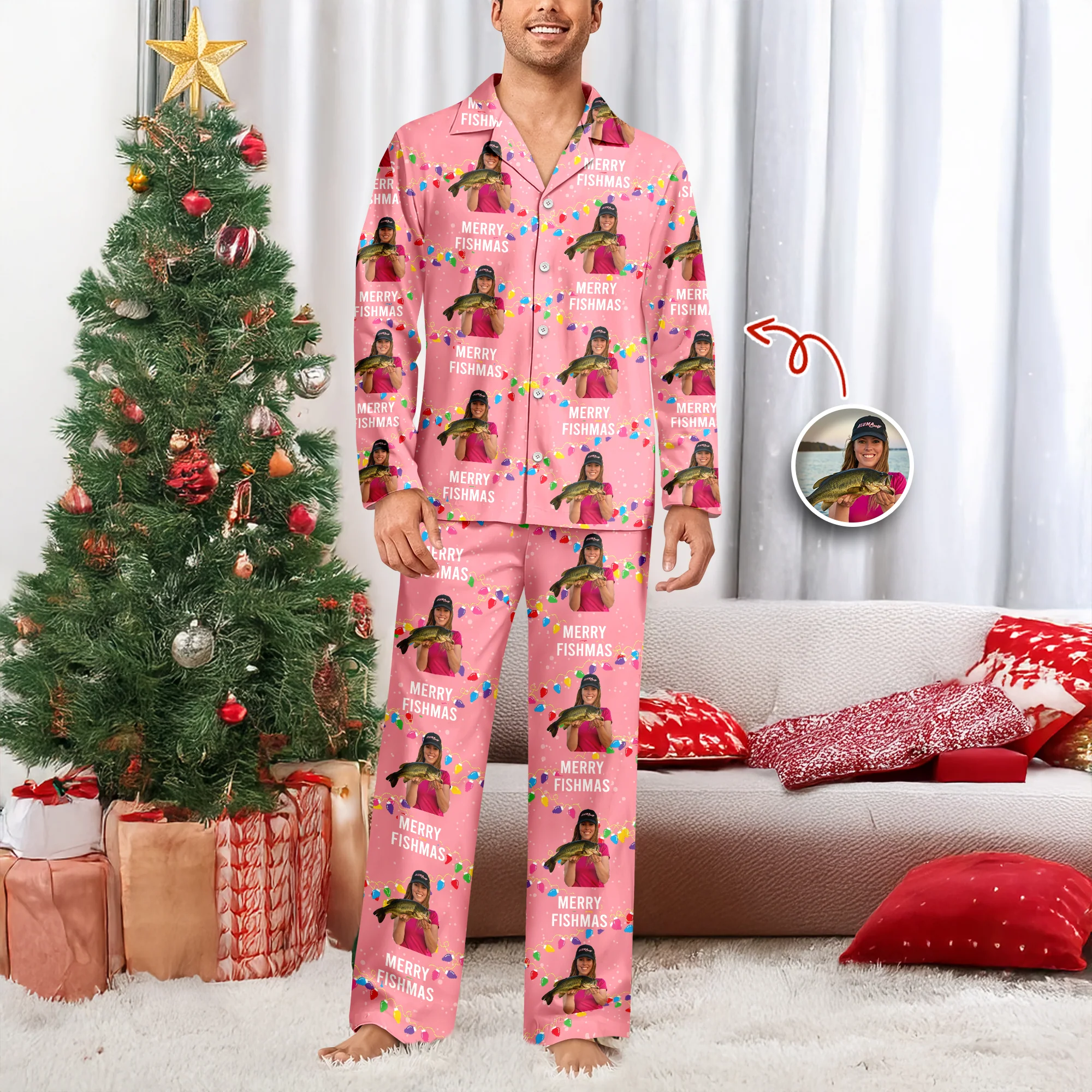 Custom Photo Merry Fishmas - Personalized Christmas Pajamas For Fishing Lovers CH07 899668 - Image 8