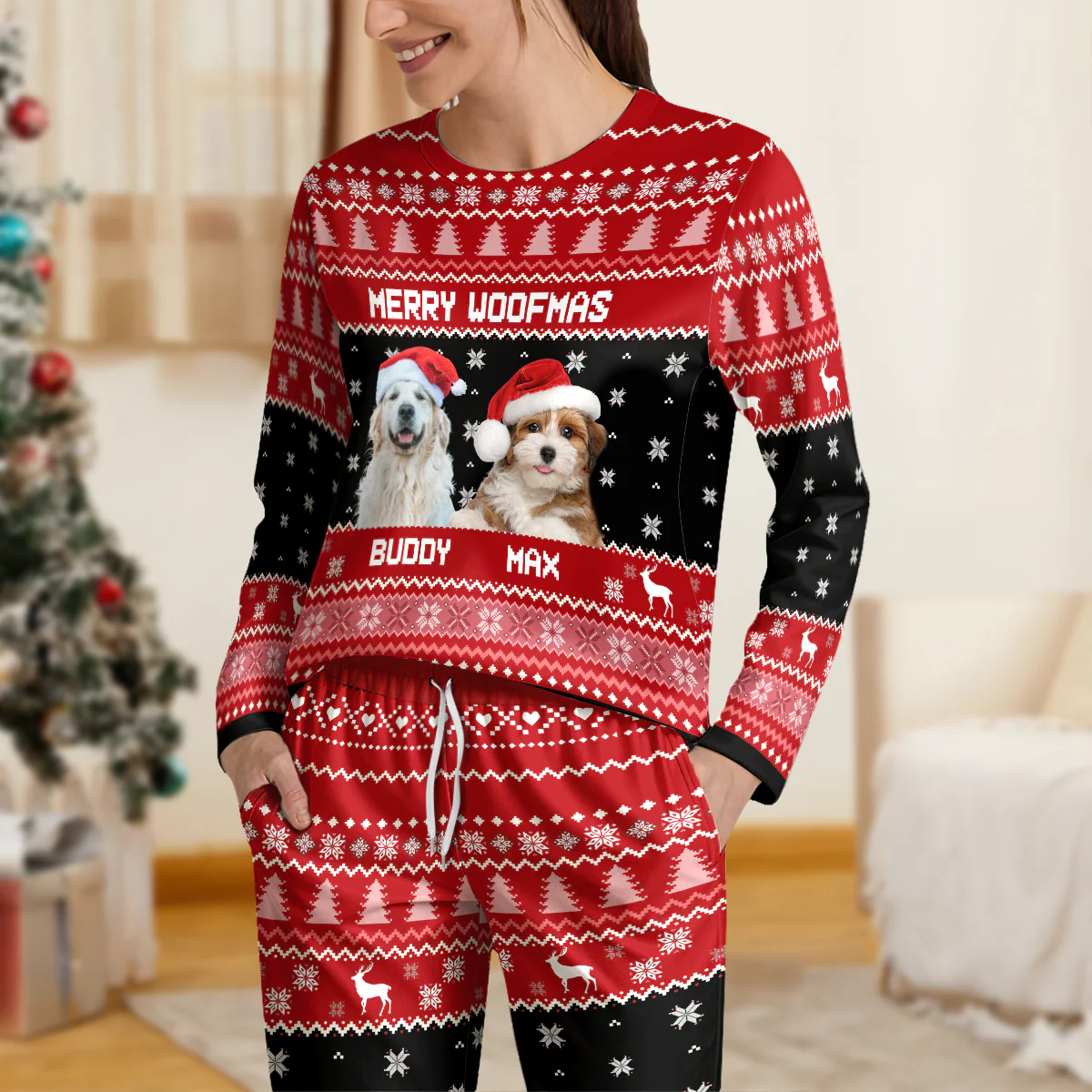 Custom Photo Merry Woofmas Feliz Navidog Sleepwear Christmas Gift For Dog Lovers CH07 896444 - Image 2