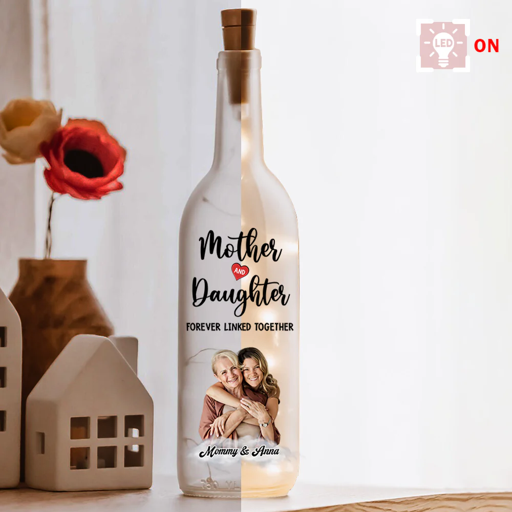 Custom Photo Mom And Daughter Forever Linked Together Personalized Bottle Lamp CH07 895304 - Image 6