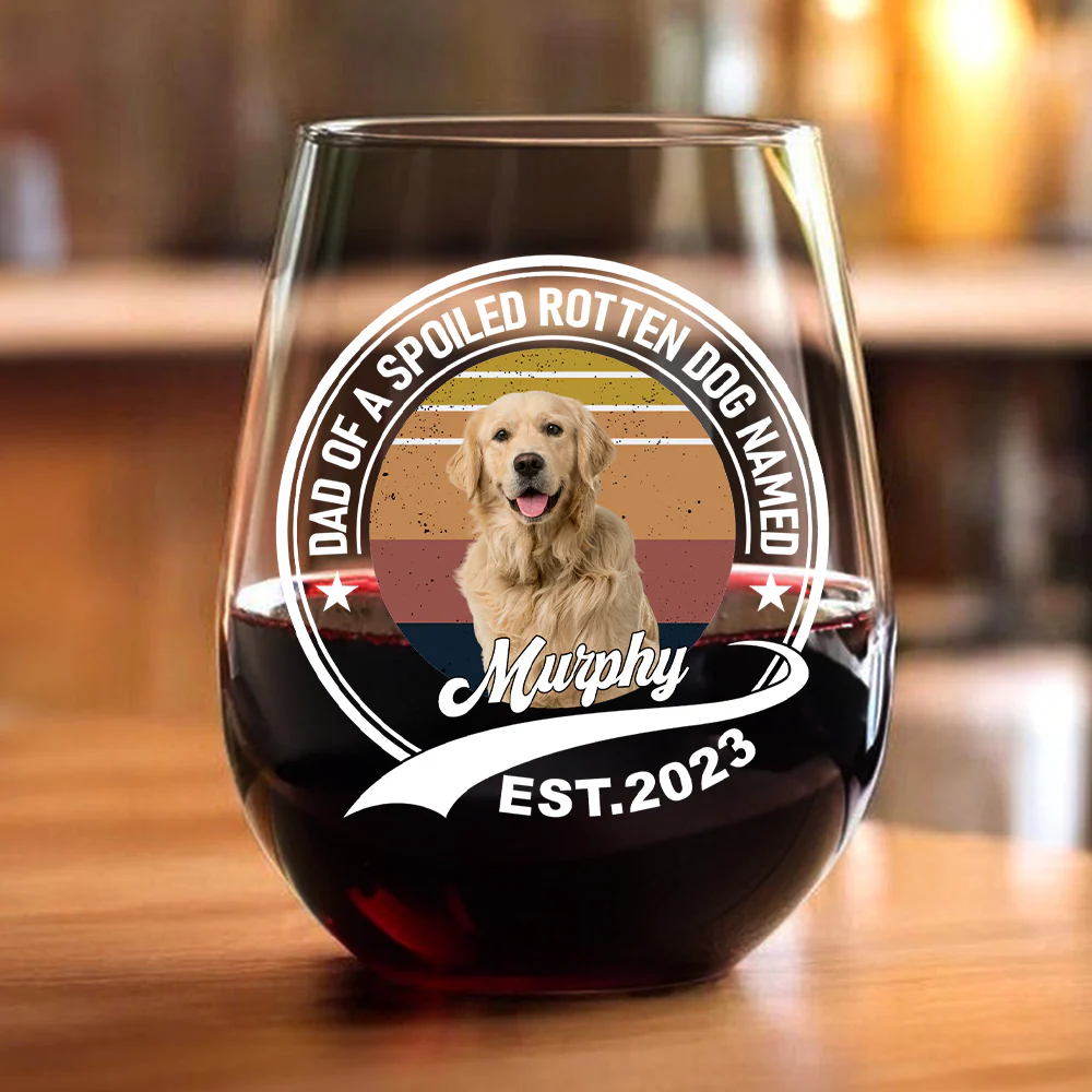 Custom Photo Mom of a Spoiled Rotten Dog - Personalized Wine Glass CH07 895494 - Image 4