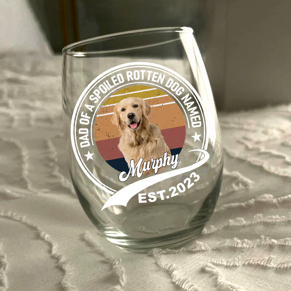 Custom Photo Mom of a Spoiled Rotten Dog - Personalized Wine Glass CH07 895494 - Image 5