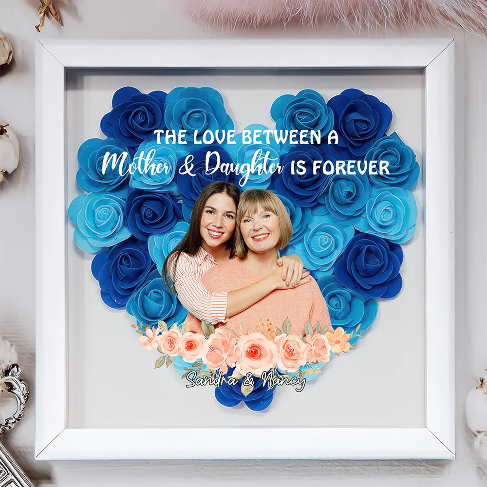 Custom Photo Mother And Daughter Forever Linked Together Personalized Flower Shadow Box  Mother's Day Gift CH07 895470 - Image 2