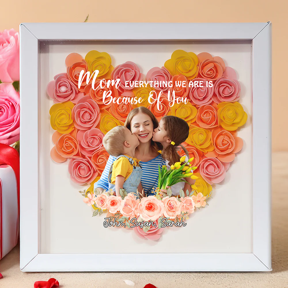 Custom Photo Mother And Daughter Forever Linked Together Personalized Flower Shadow Box  Mother's Day Gift CH07 895470 - Image 4