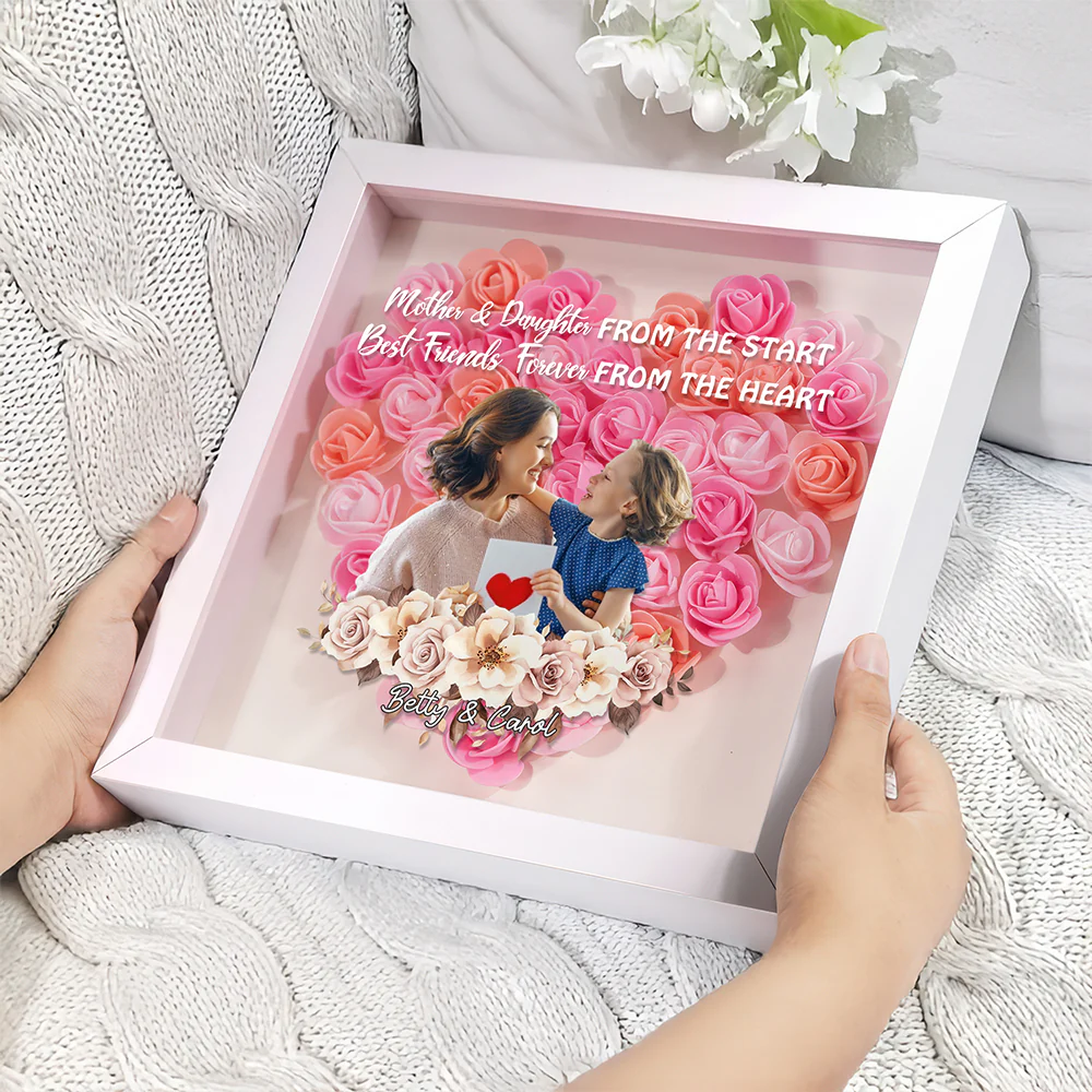 Custom Photo Mother And Daughter Forever Linked Together Personalized Flower Shadow Box  Mother's Day Gift CH07 895470 - Image 5