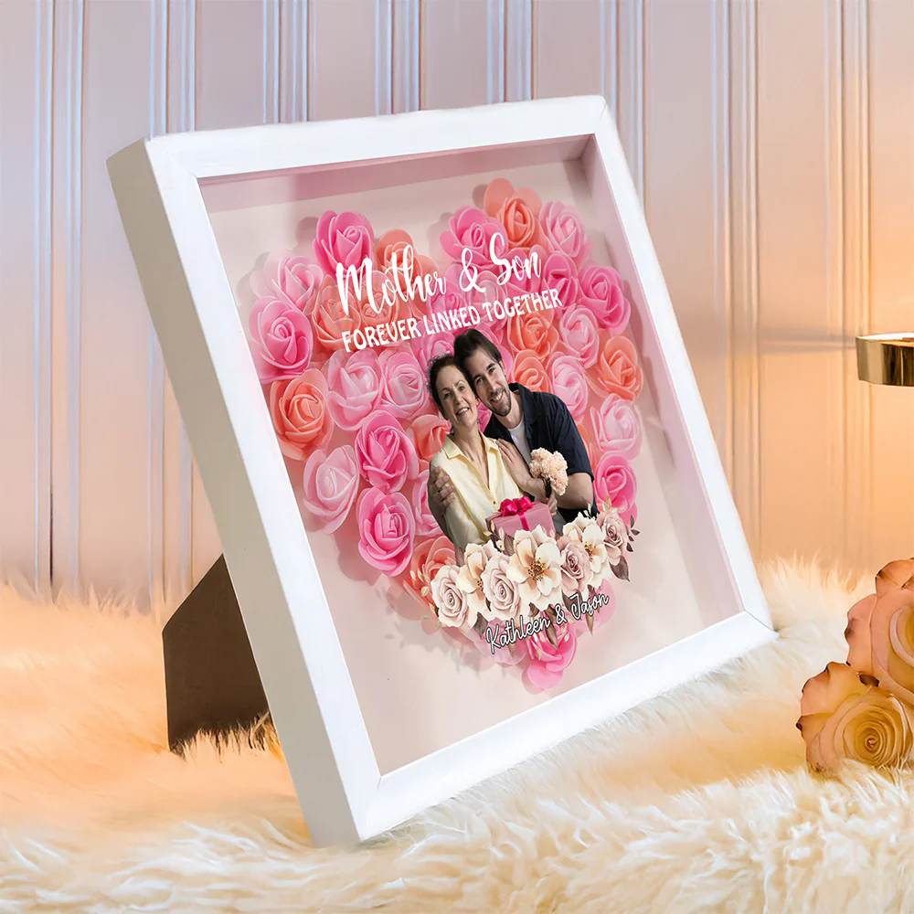 Custom Photo Mother And Daughter Forever Linked Together Personalized Flower Shadow Box  Mother's Day Gift CH07 895470 - Image 9