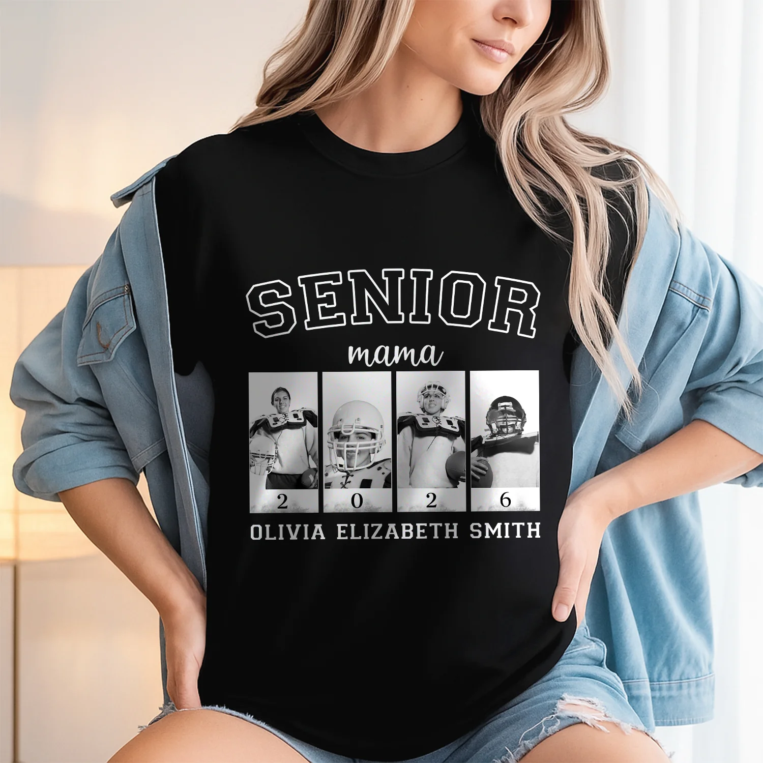 Custom Photo Senior Football Mama Dark Shirt Gifts For Football Mom, Football Lover CH07 899446 - Image 7