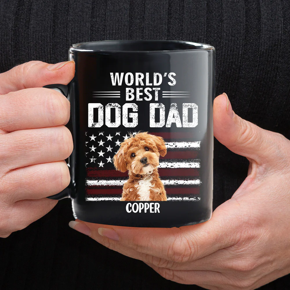 Custom Photo World's Best Dog Dad - Personalized Black Mug Gift For Dog Lovers CH07 895938 - Image 5