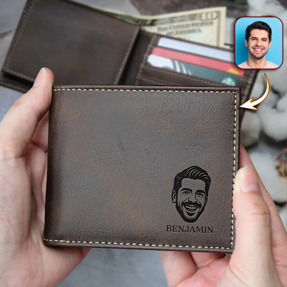 Custom Portrait With Name Engraved Leather Wallet Gift For Husband, Boyfriend CH07 910296 - Image 3