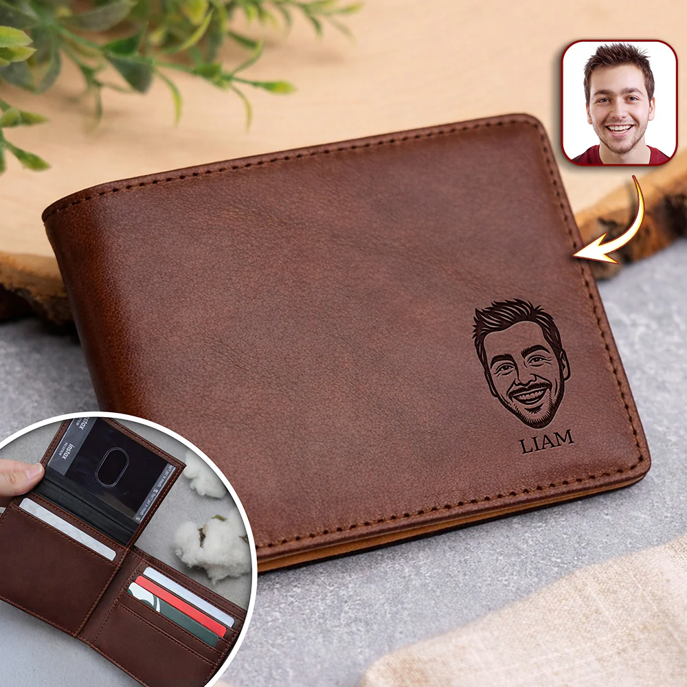 Custom Portrait With Name Engraved Leather Wallet Gift For Husband, Boyfriend CH07 910296 - Image 4