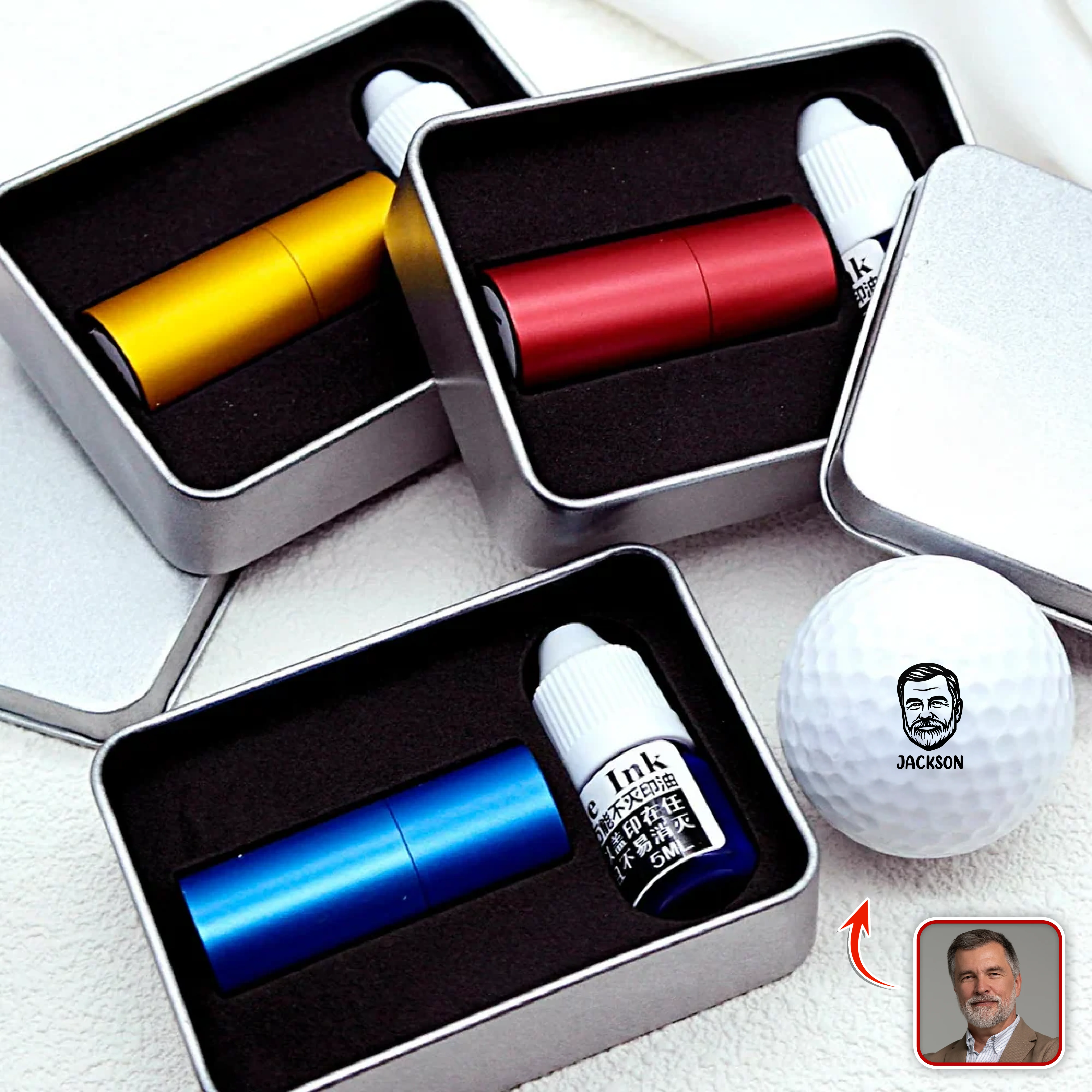 Custom Portrait With Name Golf Ball Stamp For Golfer CH07 899356 - Image 4