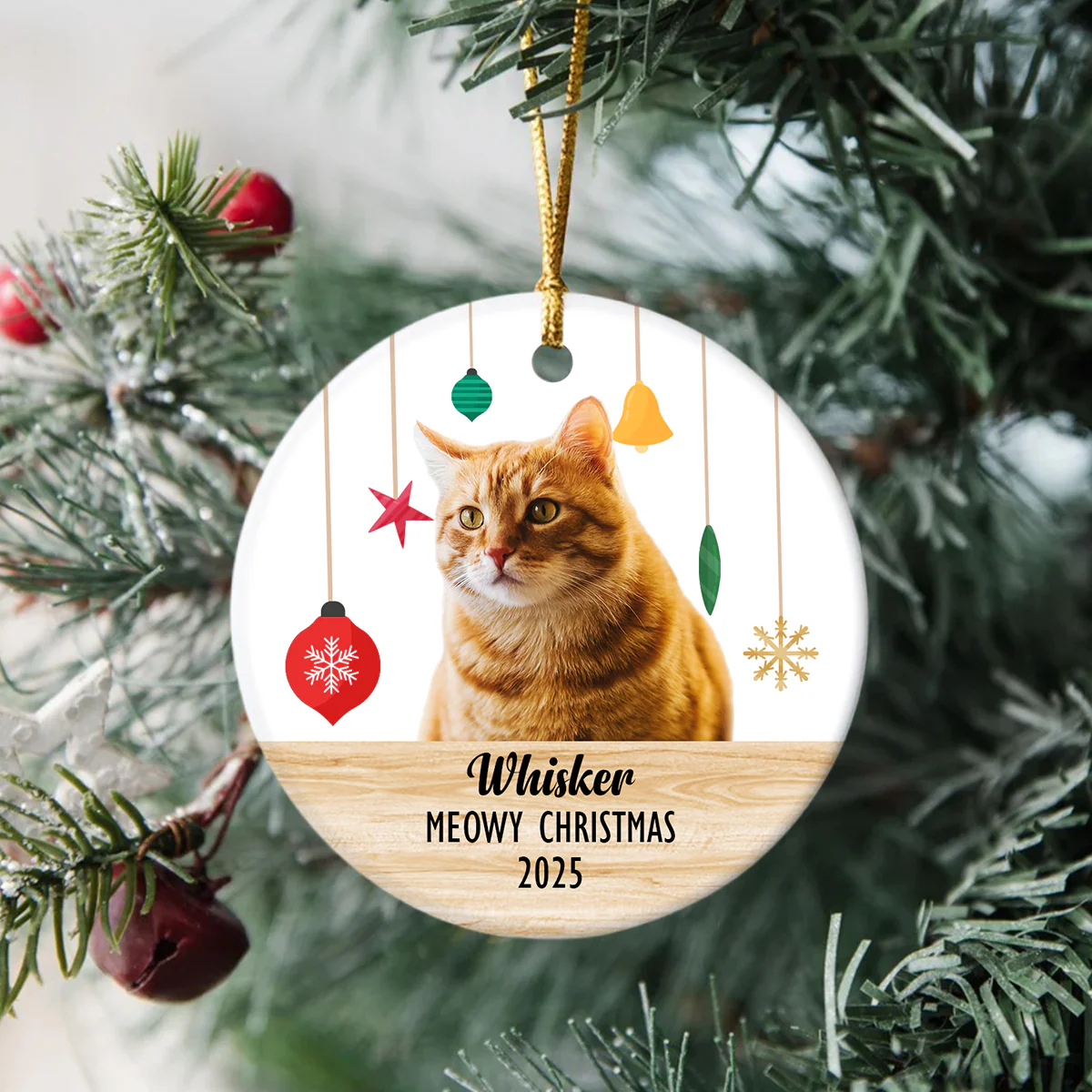 Custom Puppies Photo First Christmas Ceramic Ornament CH07 896812 - Image 2