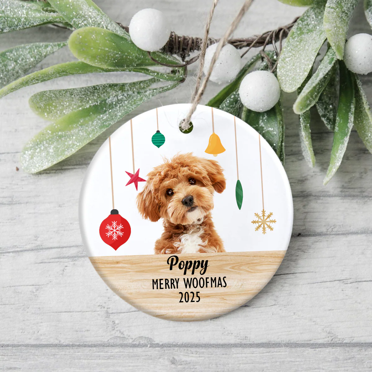 Custom Puppies Photo First Christmas Ceramic Ornament CH07 896812 - Image 5