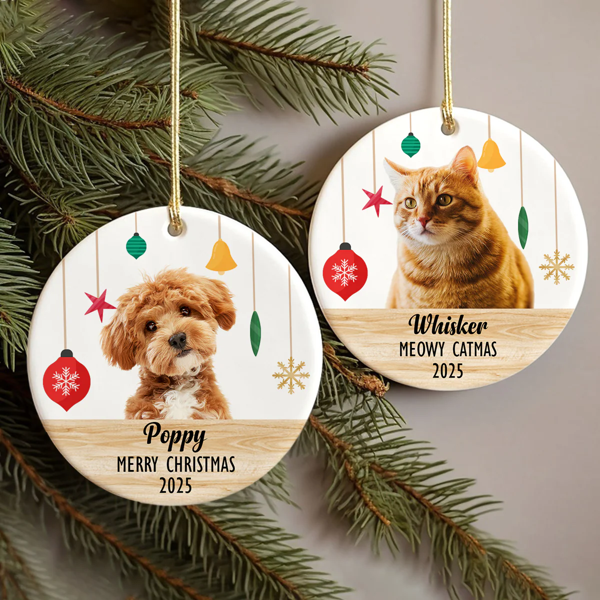 Custom Puppies Photo First Christmas Ceramic Ornament CH07 896812 - Image 6