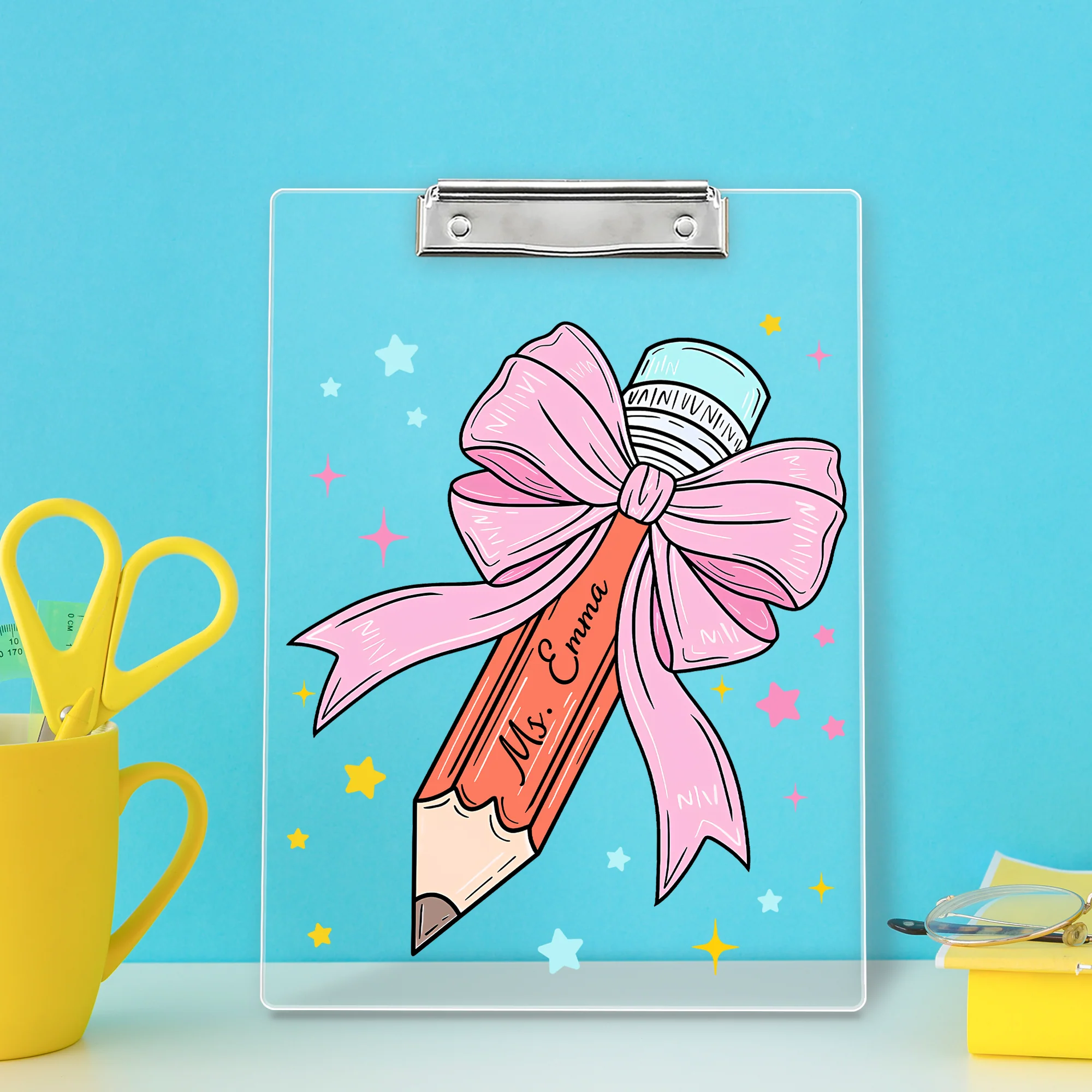 Custom Teacher Name Pencil Pink Bow Teacher Clipboard Appreciation Gift For Teacher CH07 896212 - Image 3