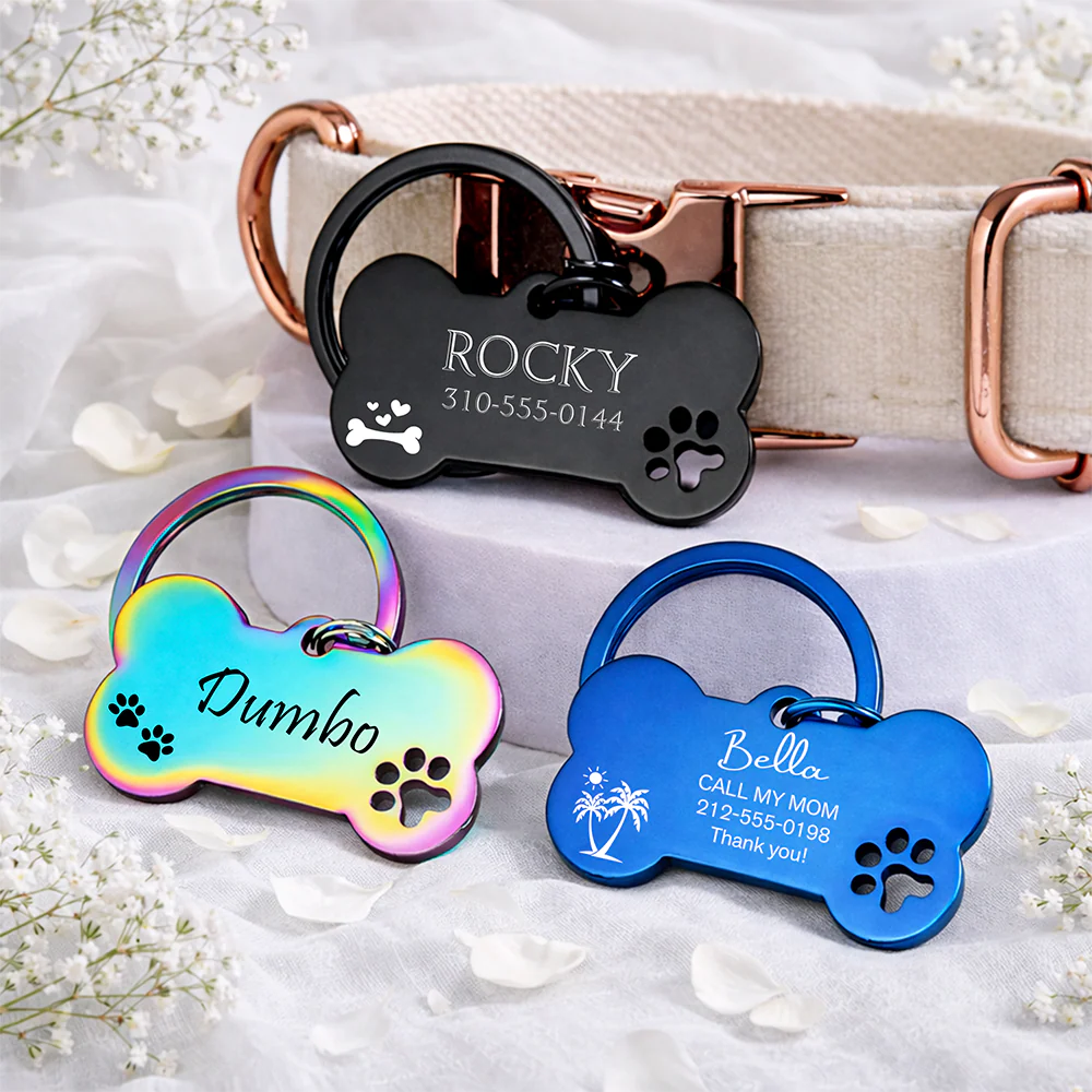 Cute Dog Metal Pet Tag Personalized Pet Name Tag for Dog Cat CH07 911294 - Image 3