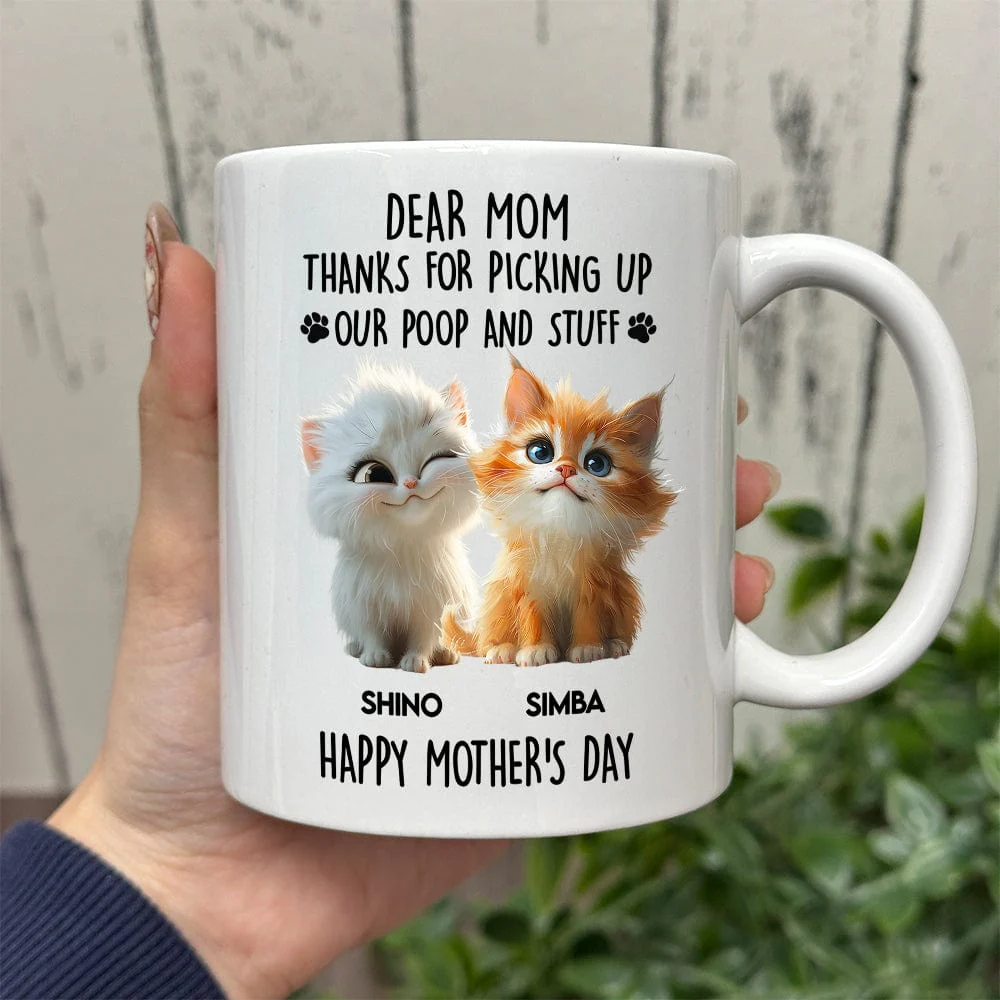 Dad Mom Thanks For Picking Up My Poop And Stuff Personalized White Mug Gift For Cat Lovers CH07 895240 - Image 10